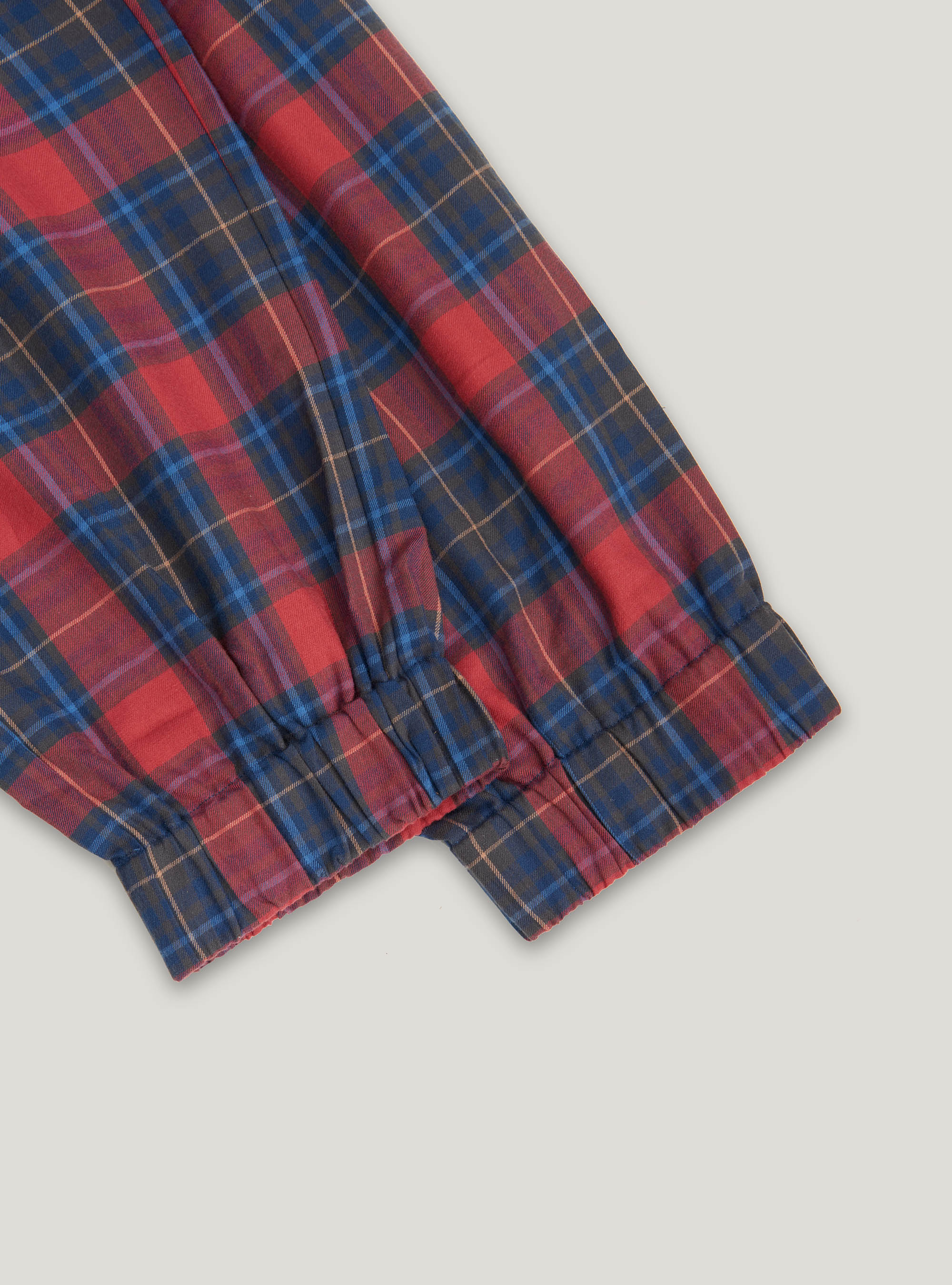 Tartan cotton flannel long trousers, NAVY BLUE