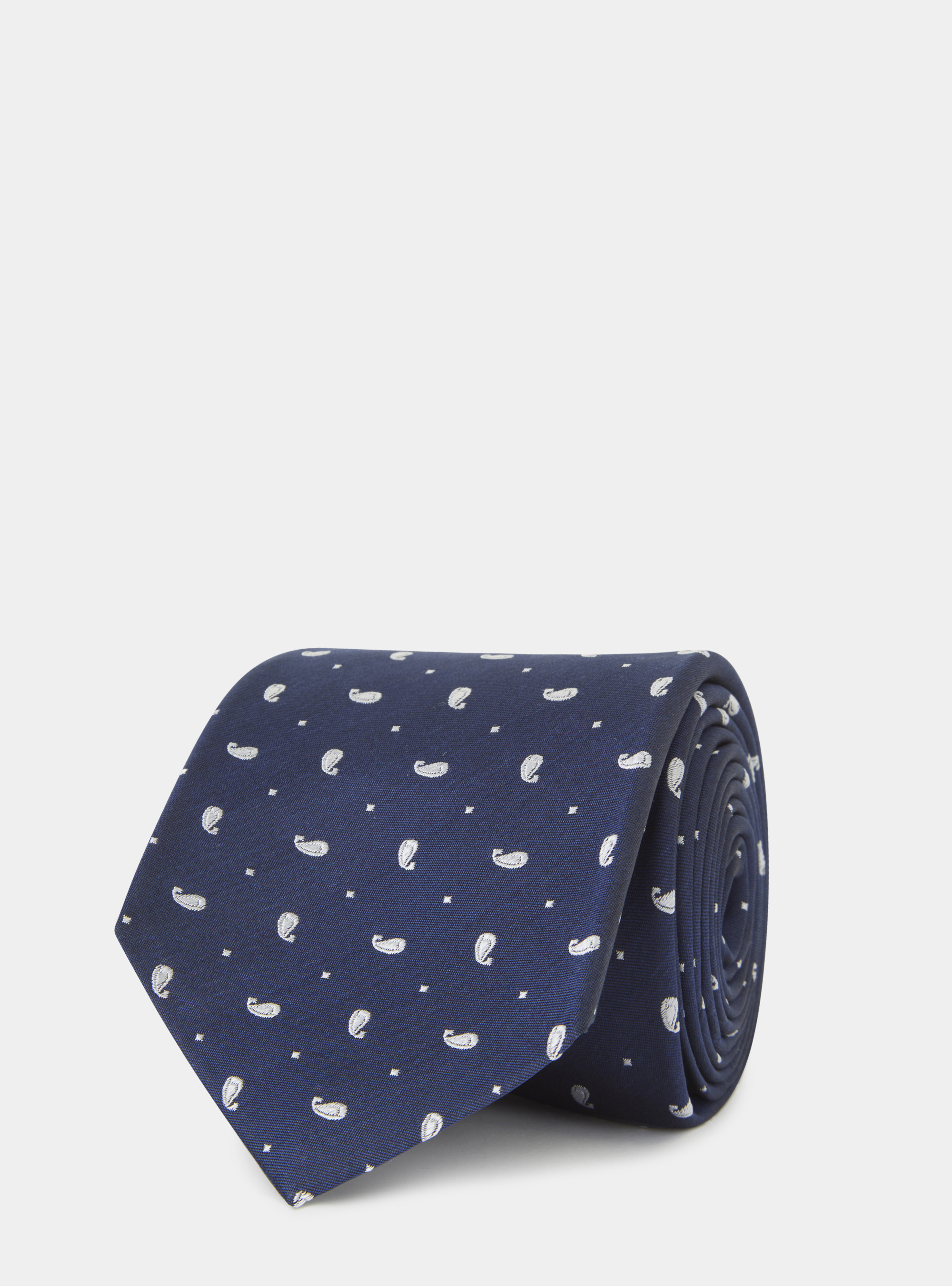 Cravatta paisley in seta, BLU NAVY