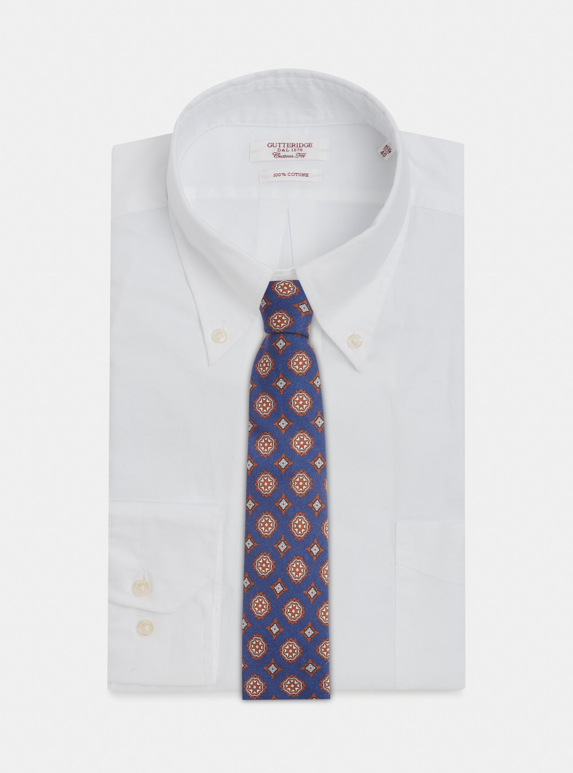 Cravatta in lana stampata, BLU