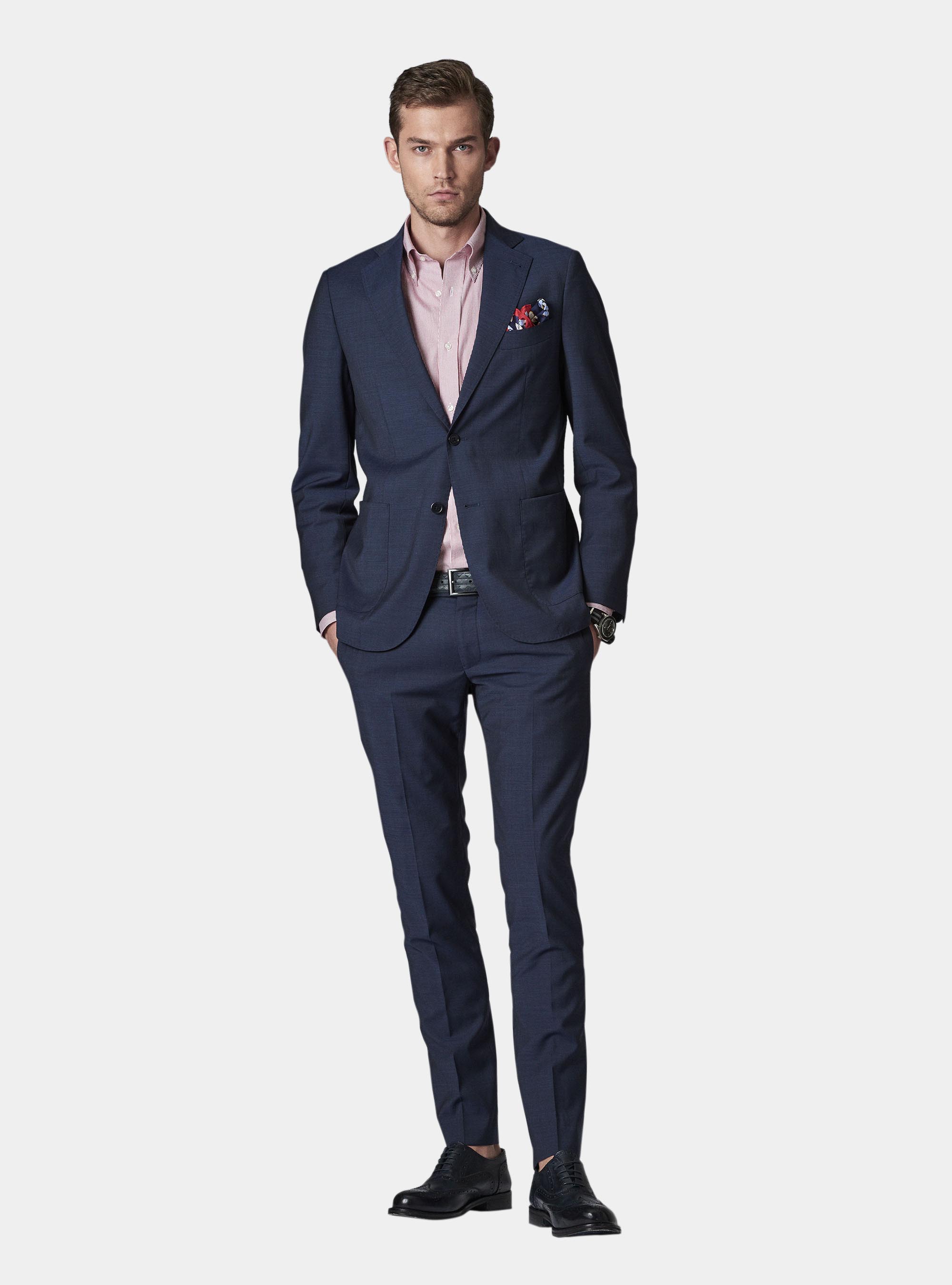 Giacca per abito in lana texture super 100, BLU NAVY