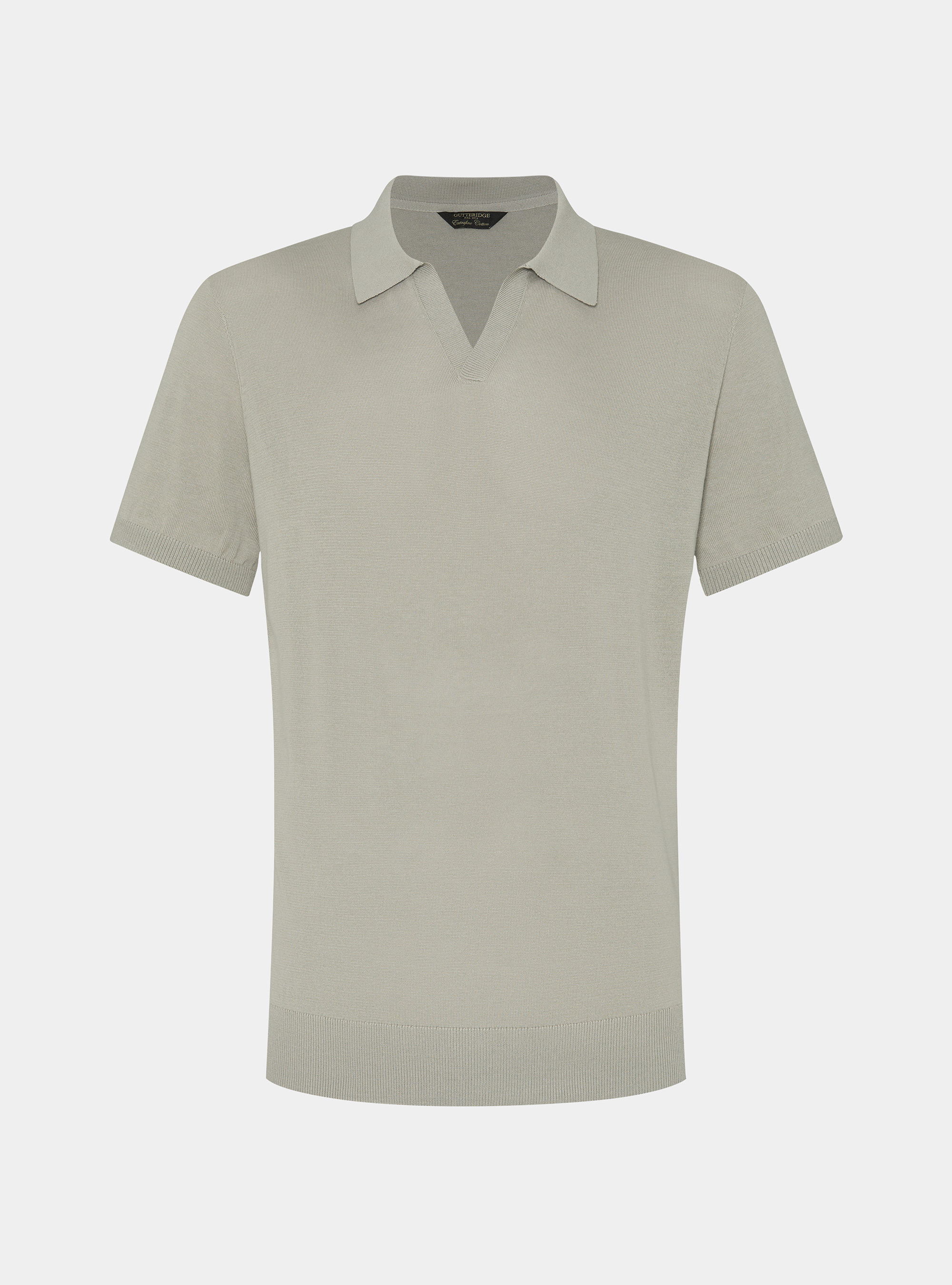Polo tricot&eacute; sans boutons en coton extra-fin, SABLE