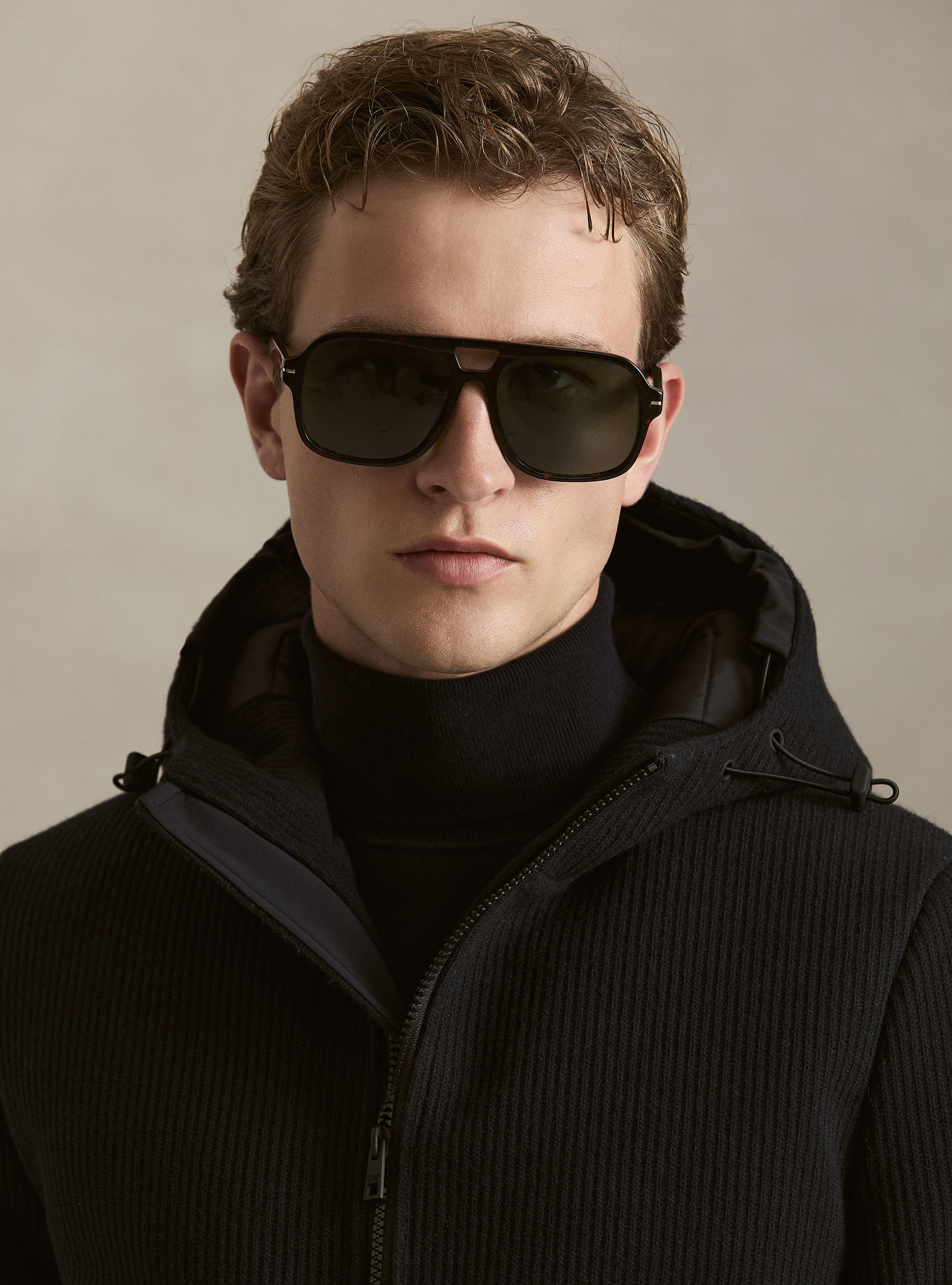 Ribbed hooded puffer jacket, NAVY BLUE