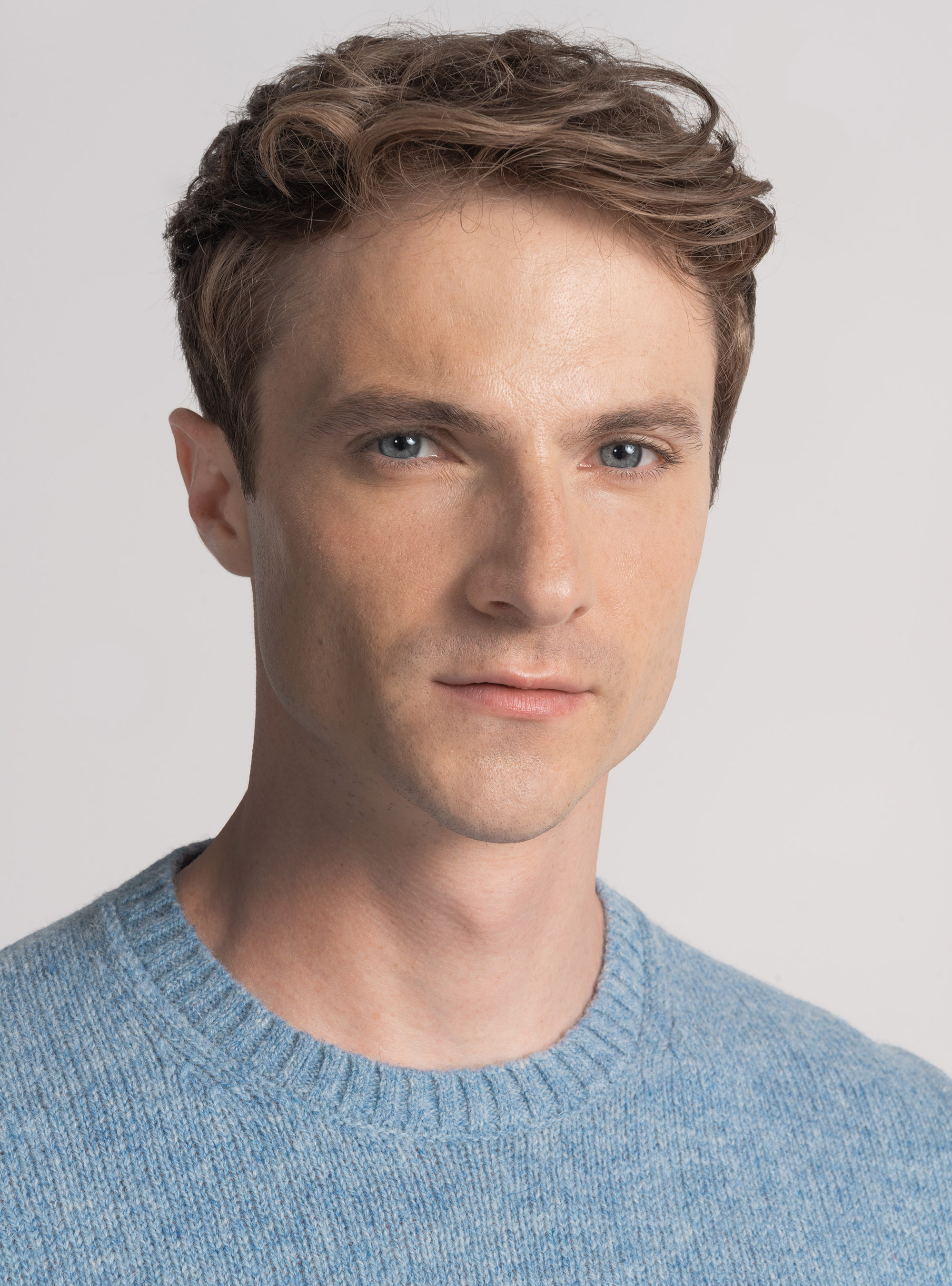 Shetland wool crew-neck sweater, LIGHT BLUE