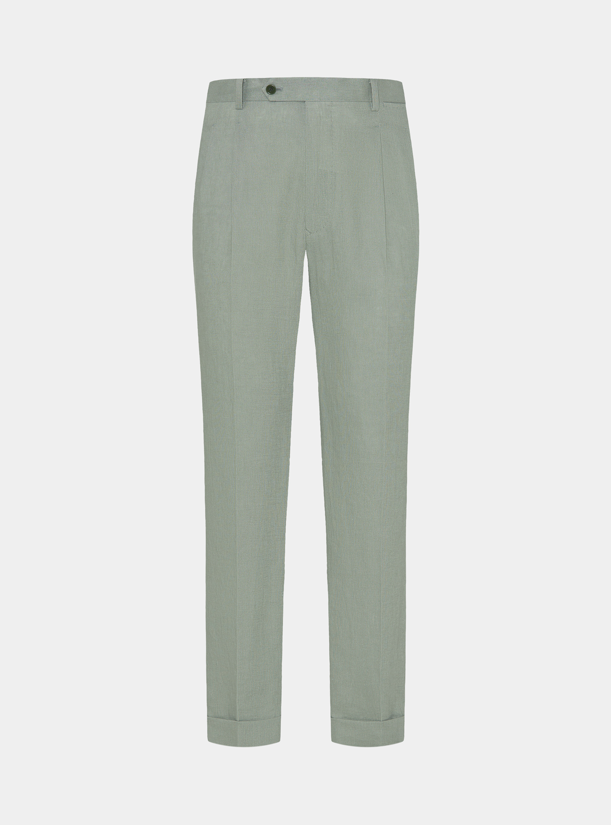 Pantaloni con pince in puro lino, SALVIA 0602C