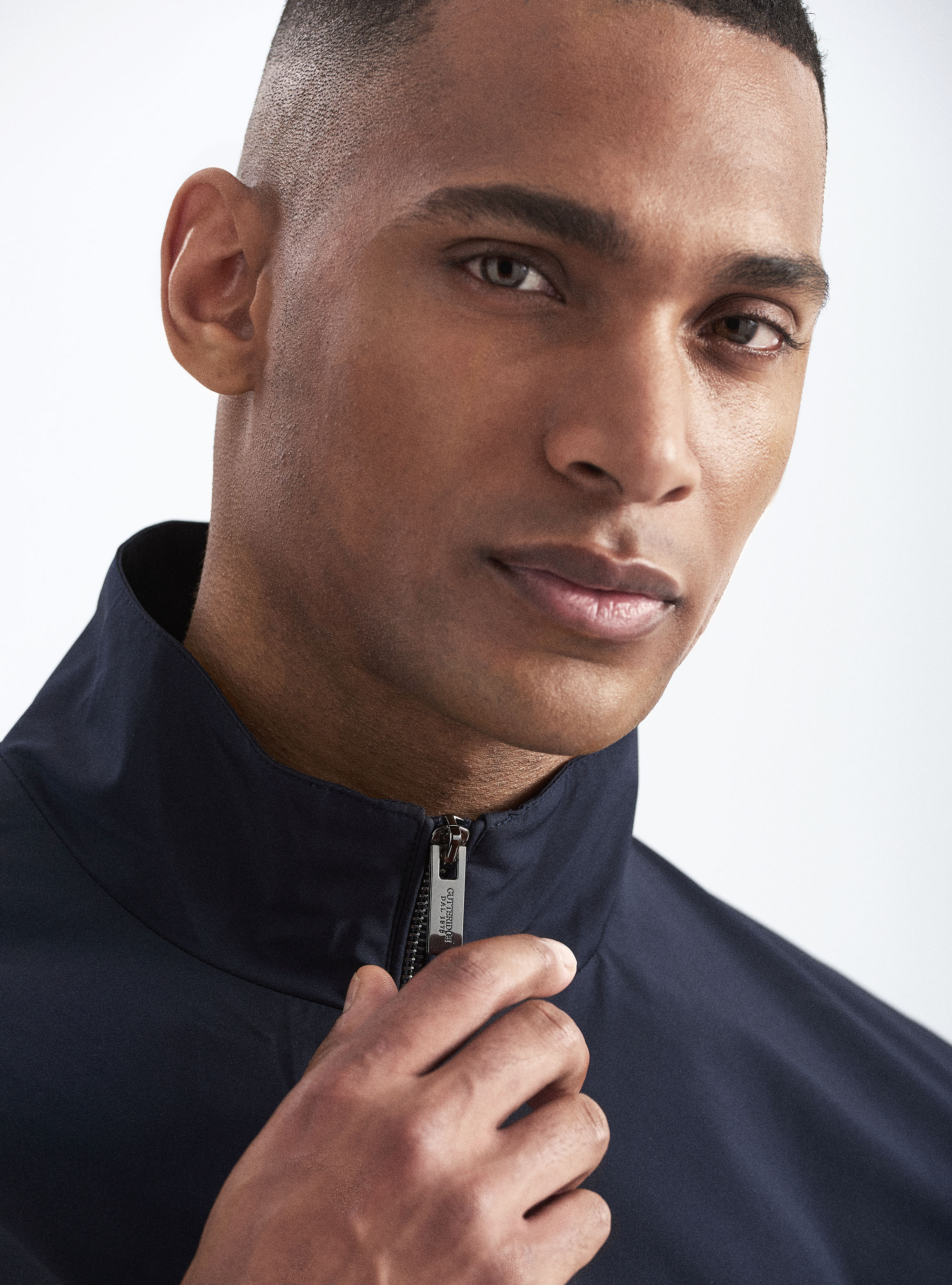 Technical fabric bomber jacket, NAVY BLUE