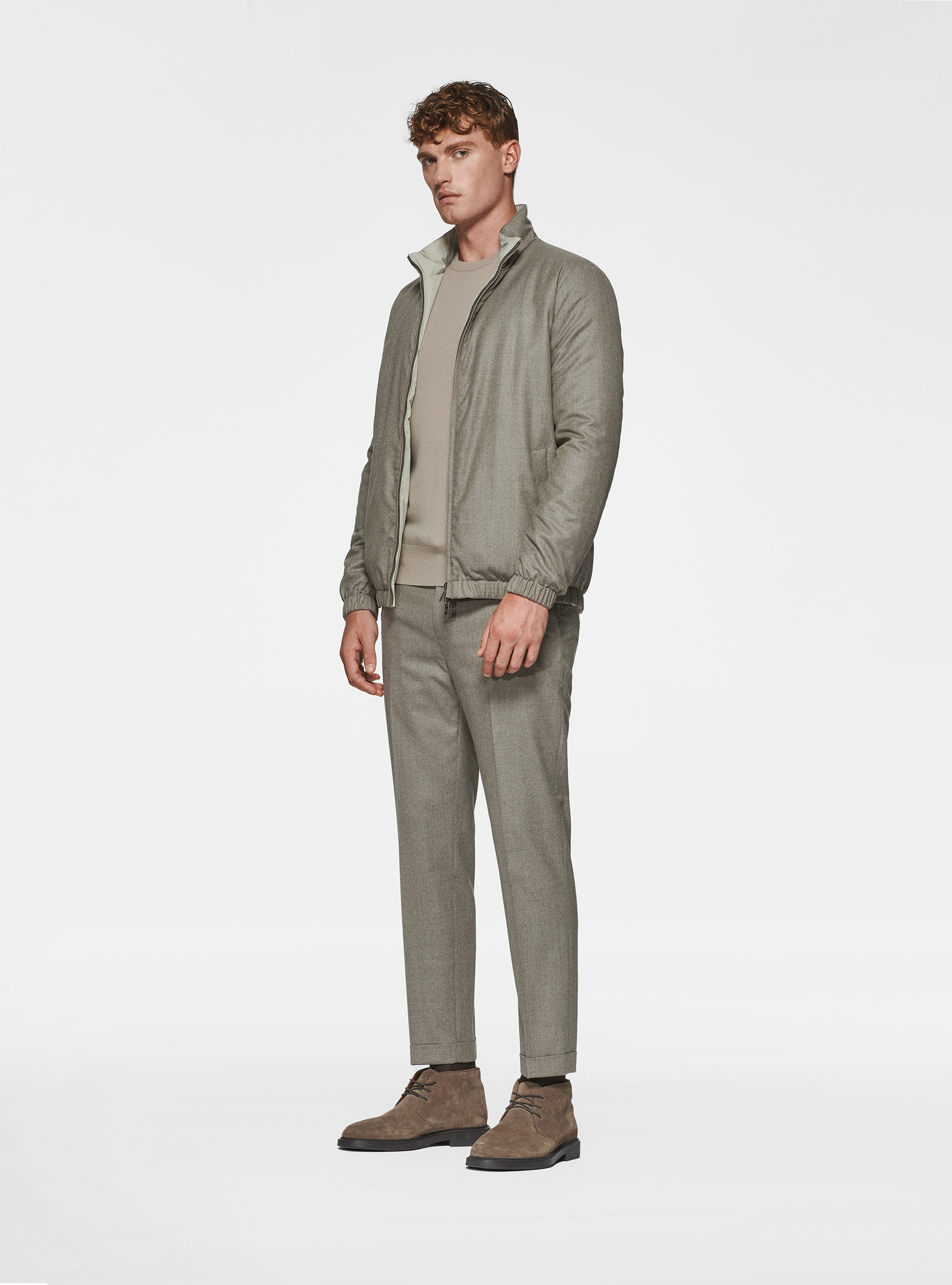 Vitale Barberis Canonico reversible flannel jacket, SAND