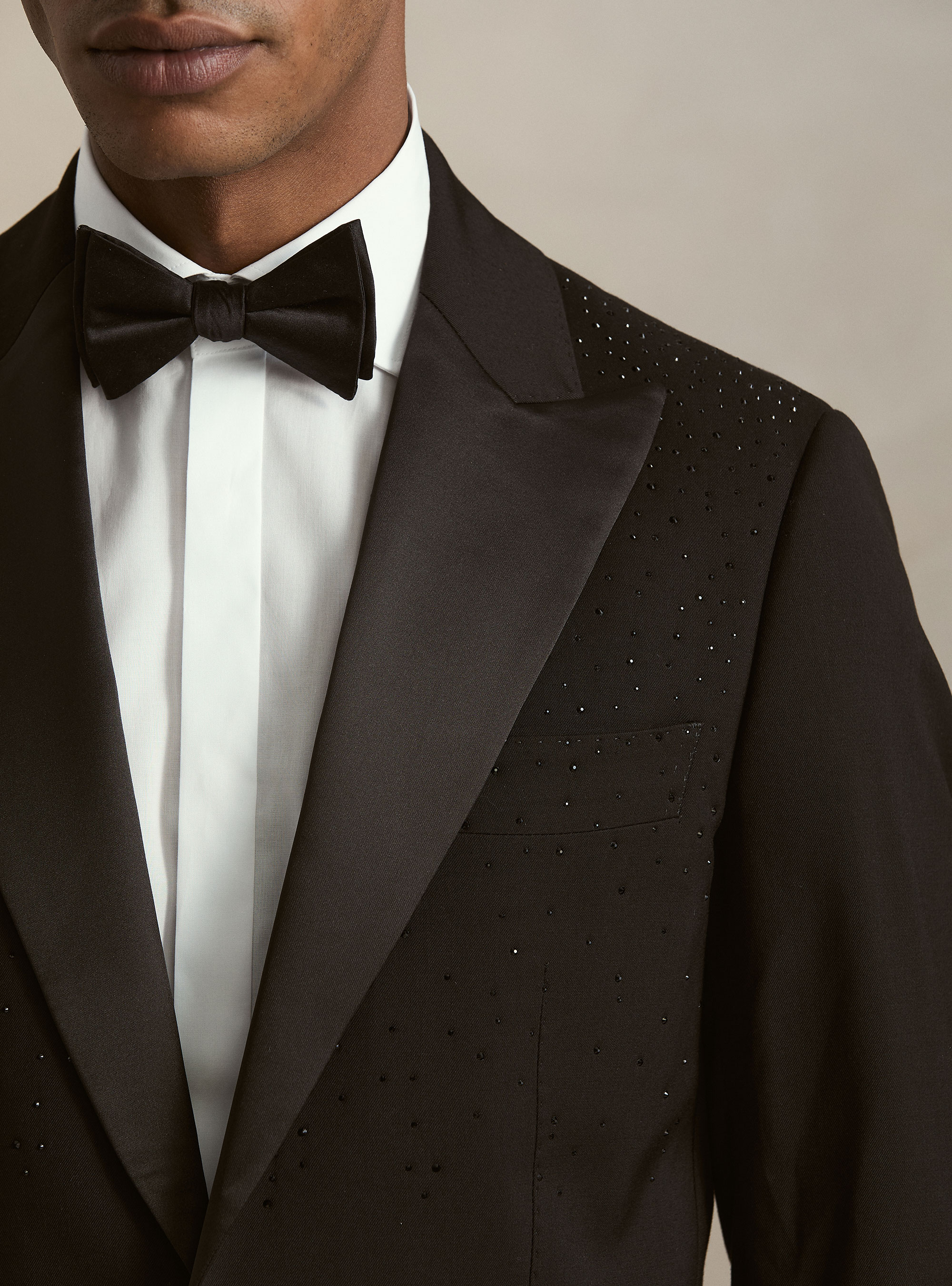 Black glitter tuxedo blazer, BLACK