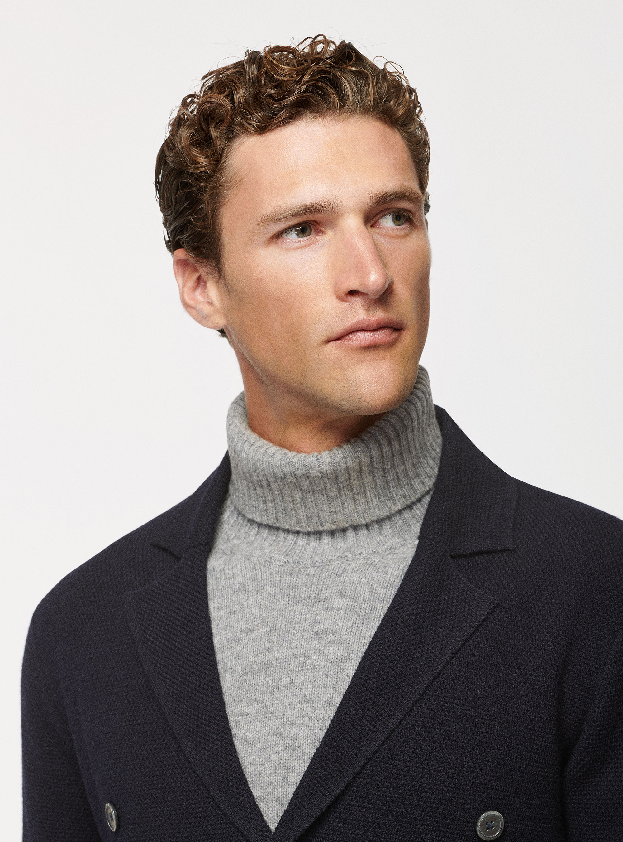 Cardigan in pura lana merino, BLU NAVY