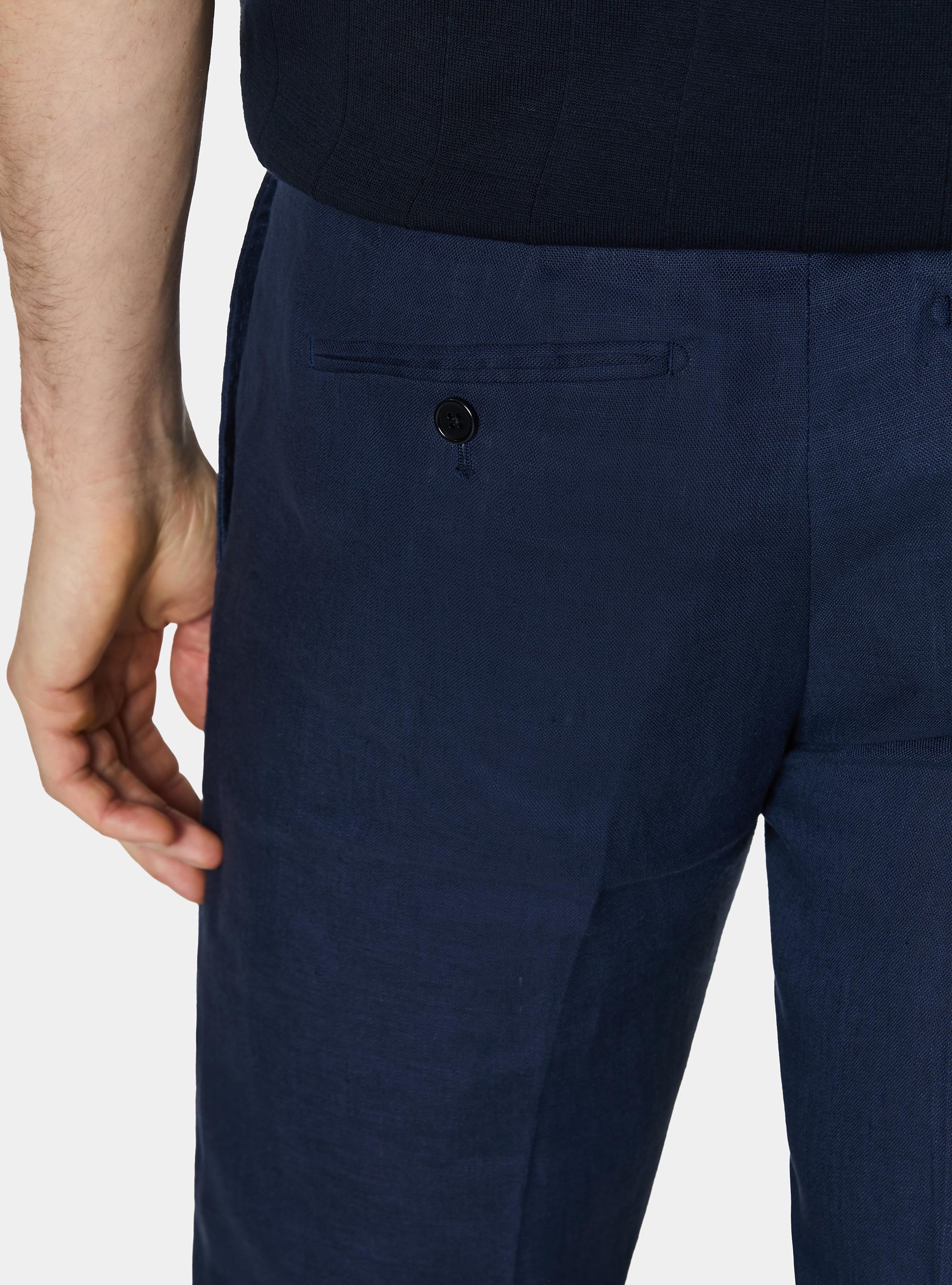 Pure linen suit trousers, BLUE