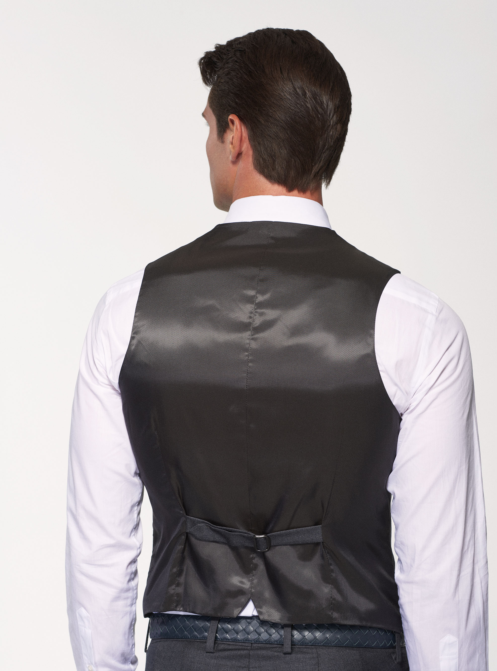 Gilet doppiopetto in pura lana superfine 110's Vitale Barberis Canonico, ASFALTO