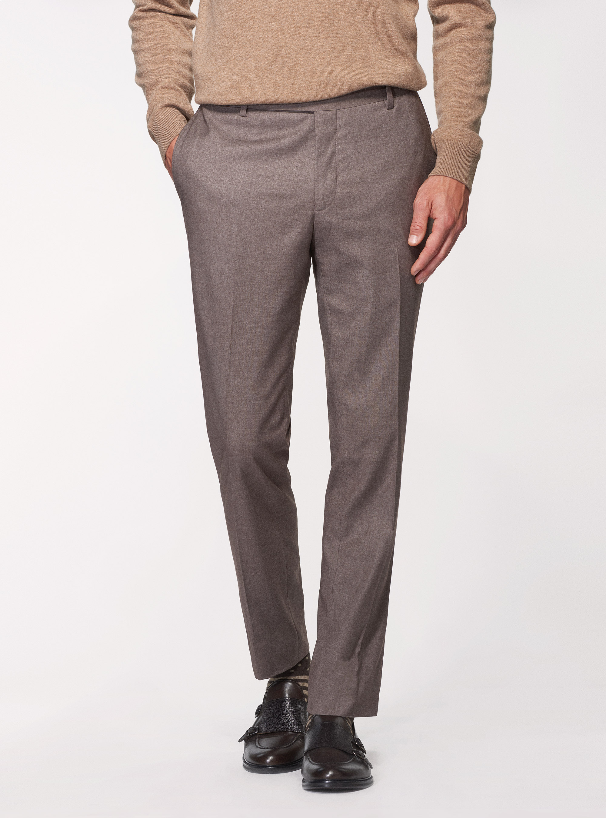 Pantaloni per abito slim fit, FANGO
