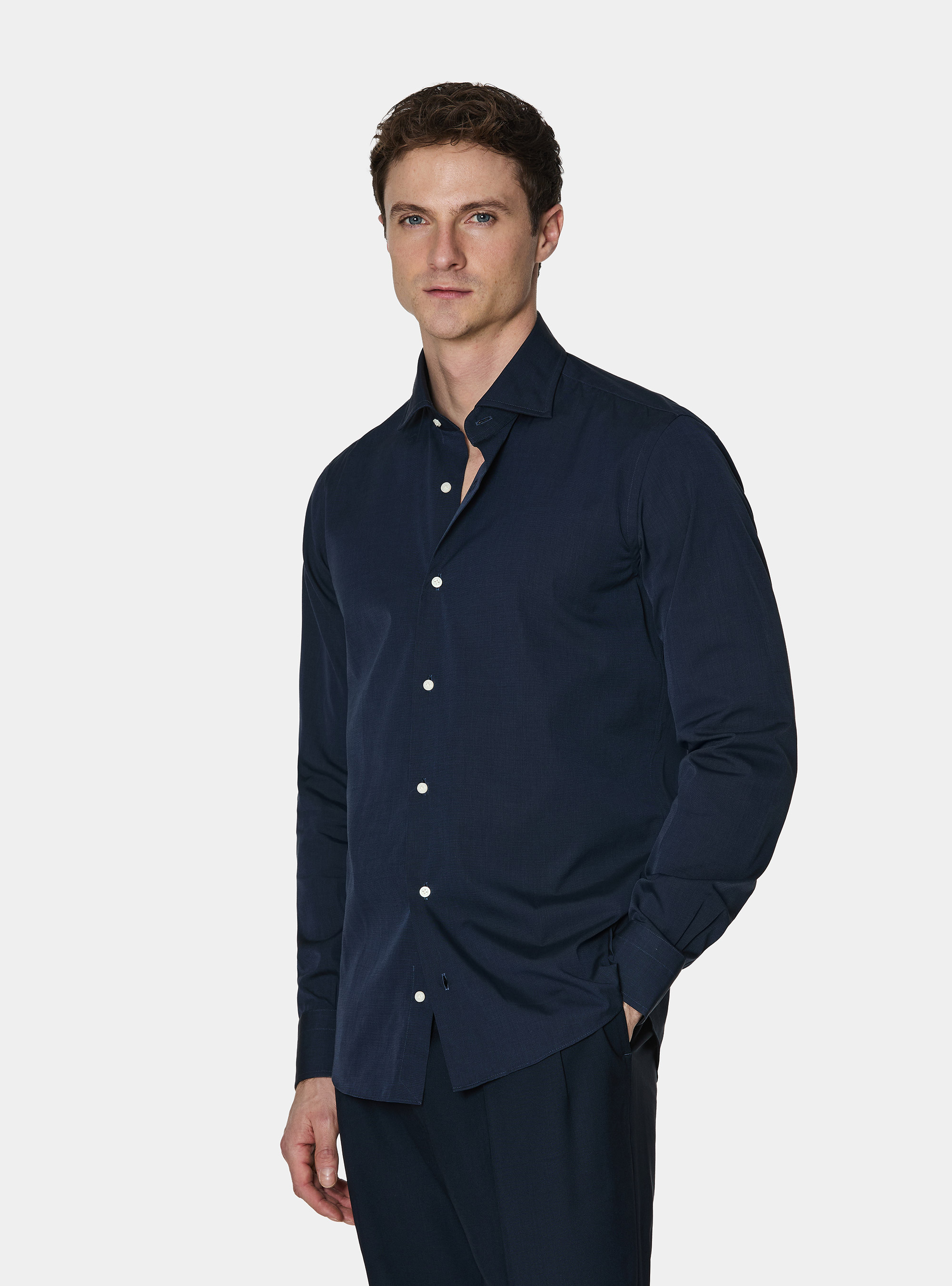 Baumwollhemd fil a fil, NAVY 0218C