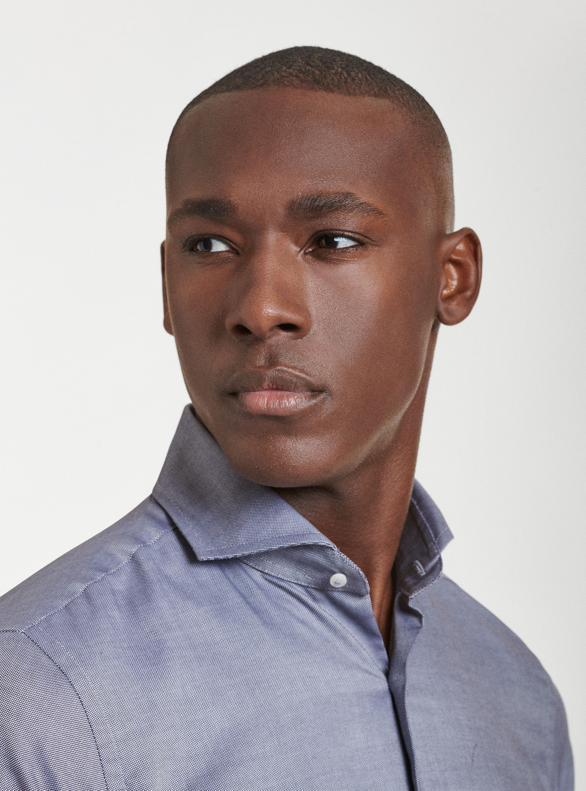 Camicia collo francese in cotone oxford, BLU NAVY