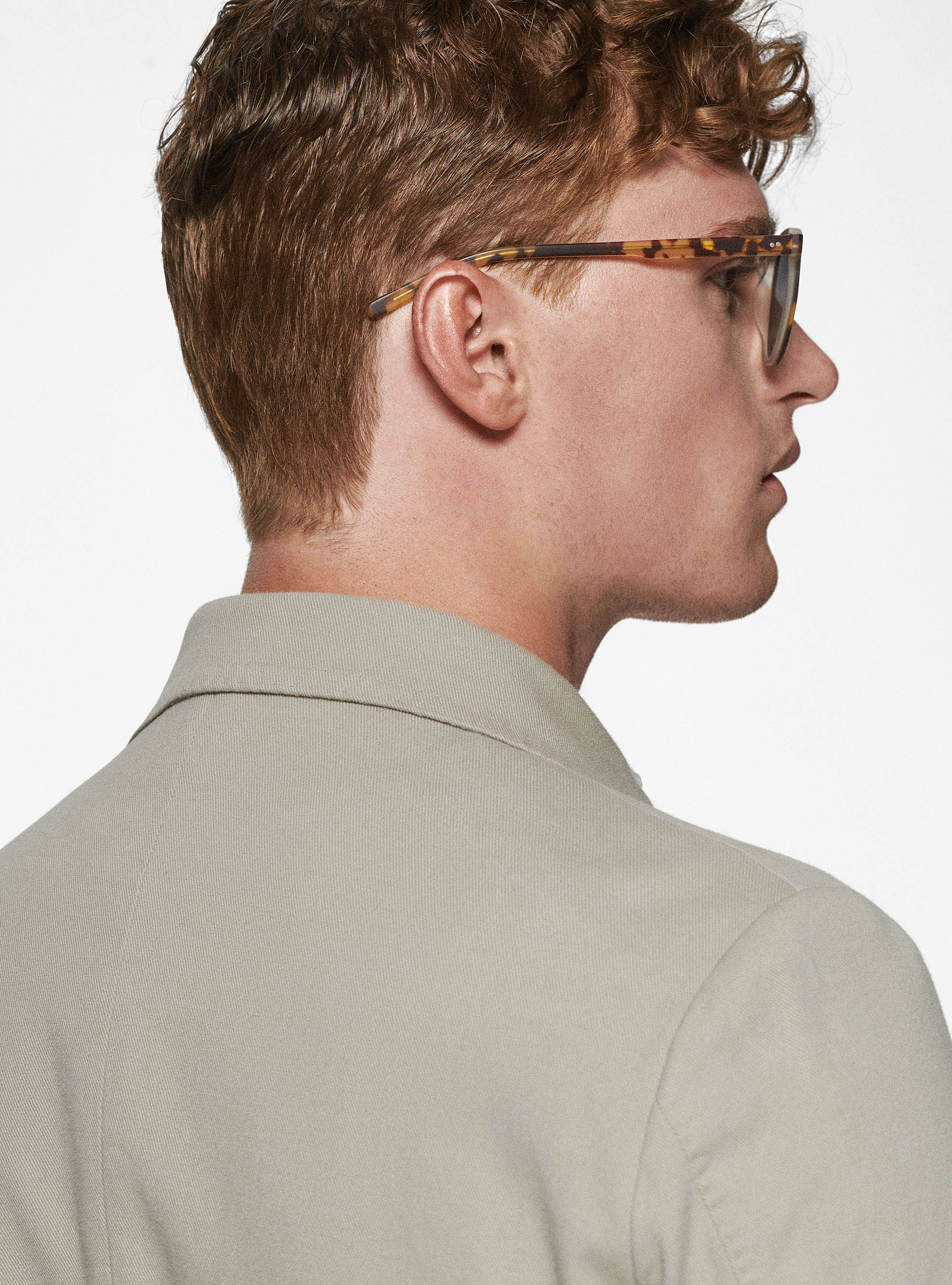 Giacca doppiopetto in cotone cashmere, ECRU