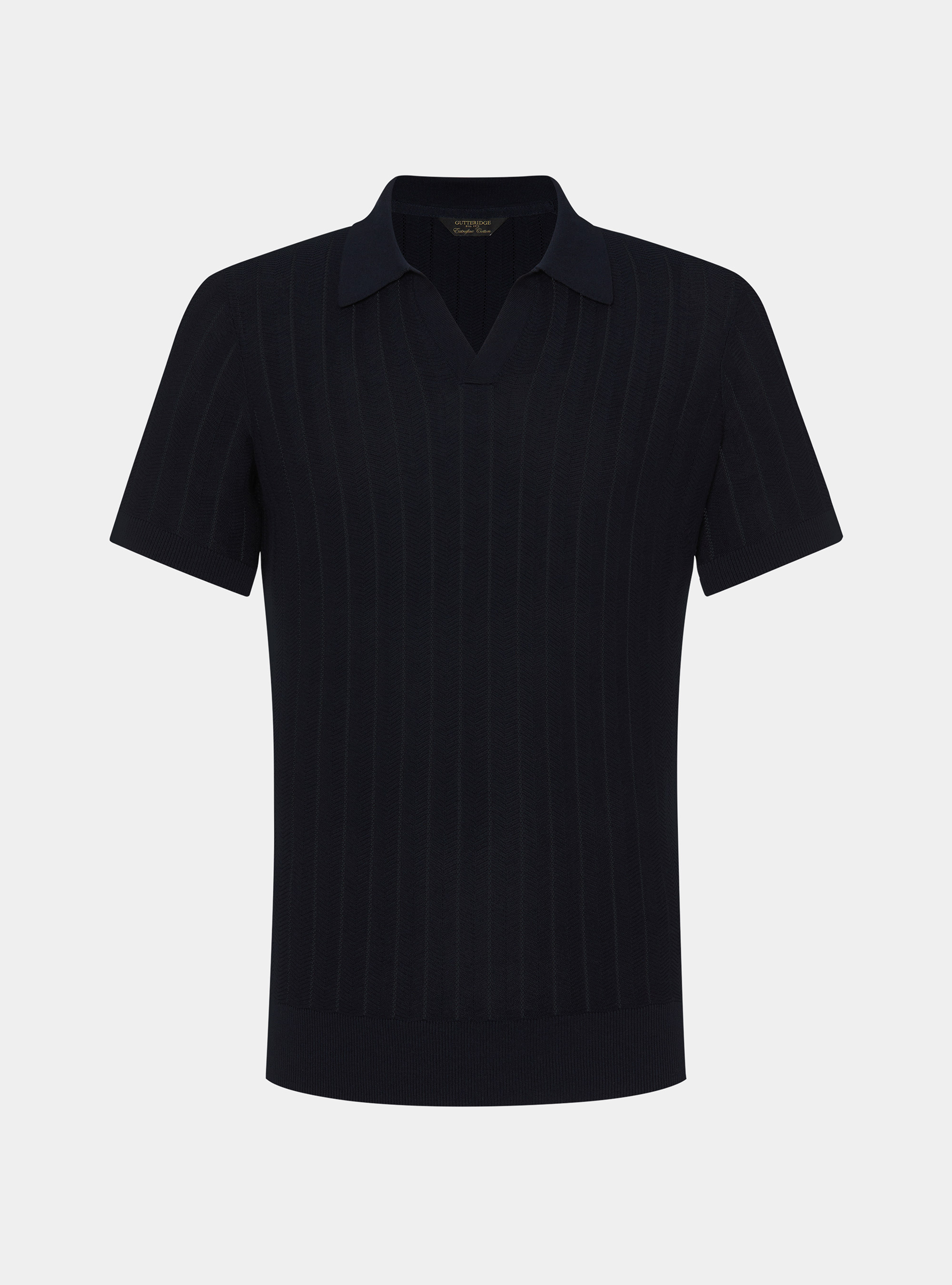 Polo traforata in cotone spigato, BLU NAVY