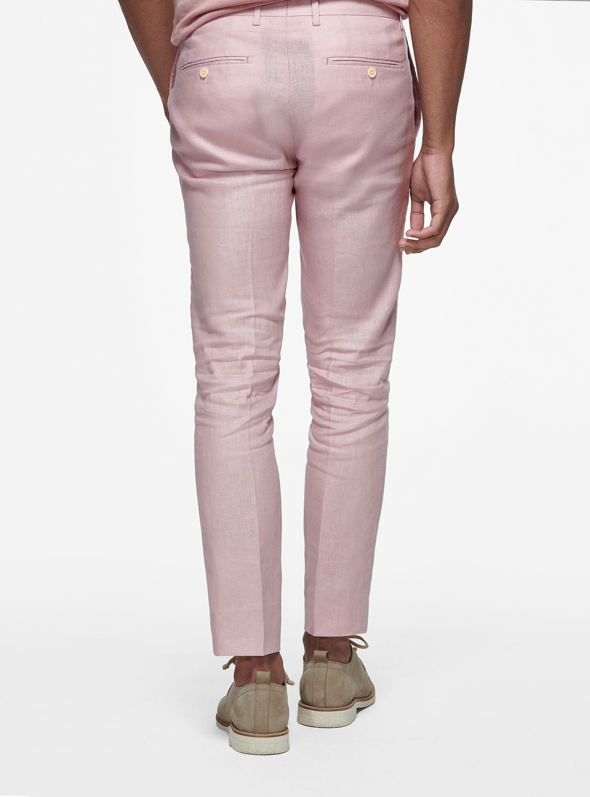Pantaloni in puro lino, 0441C ROSA SCURO