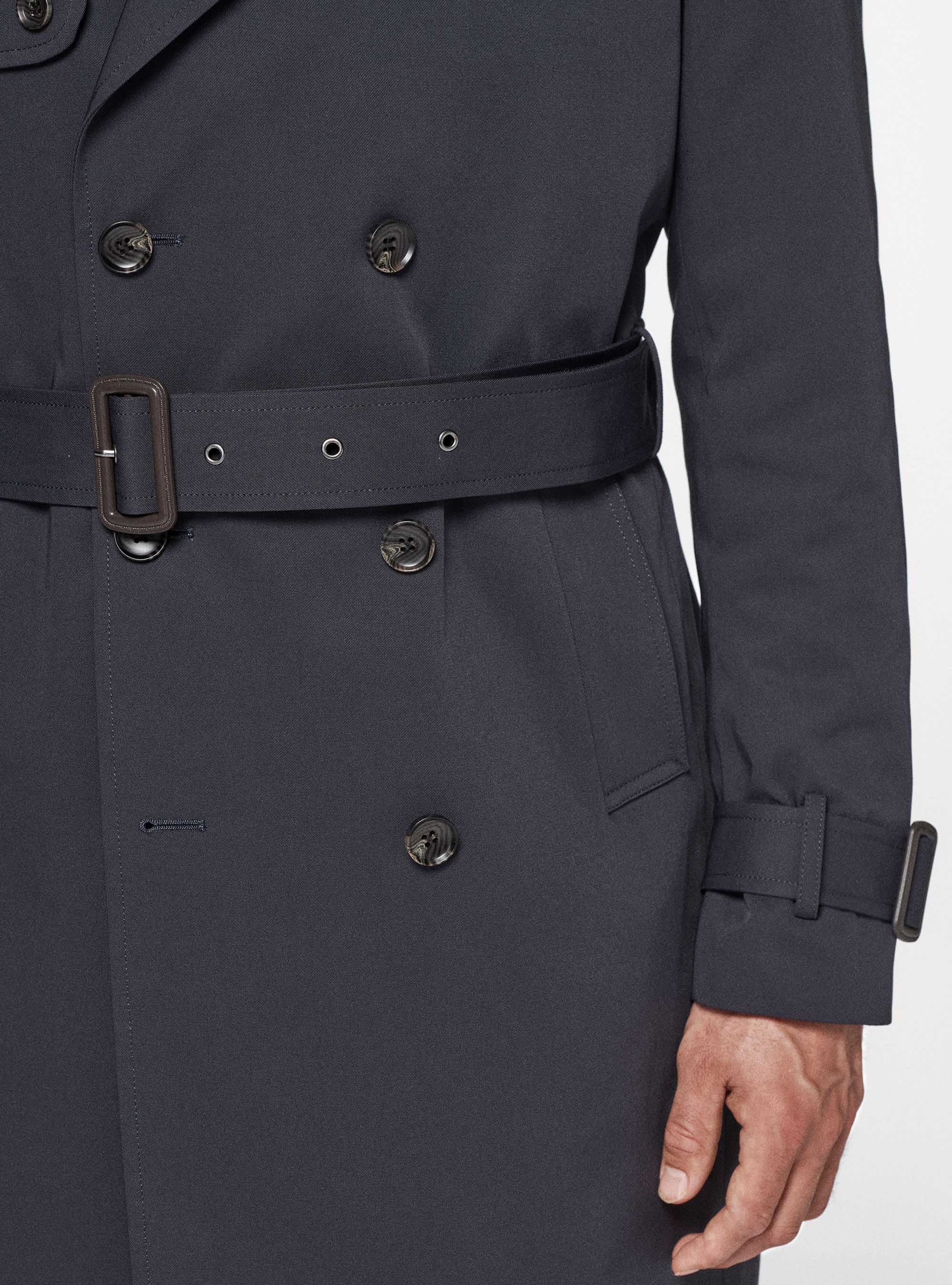 Cotton twill trench coat, NAVY BLUE