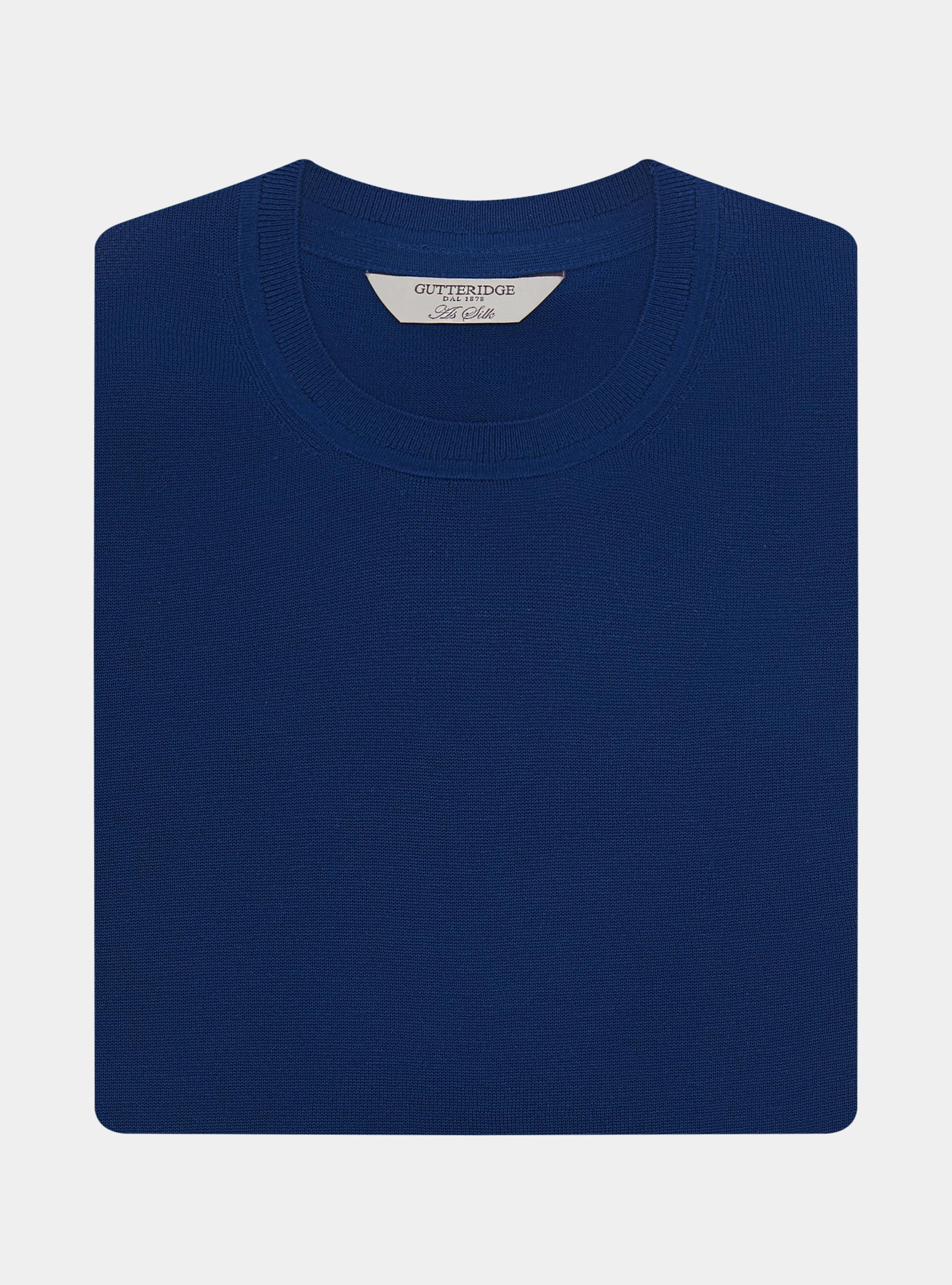 Maglia girocollo in cotone e seta, BLU ROYAL