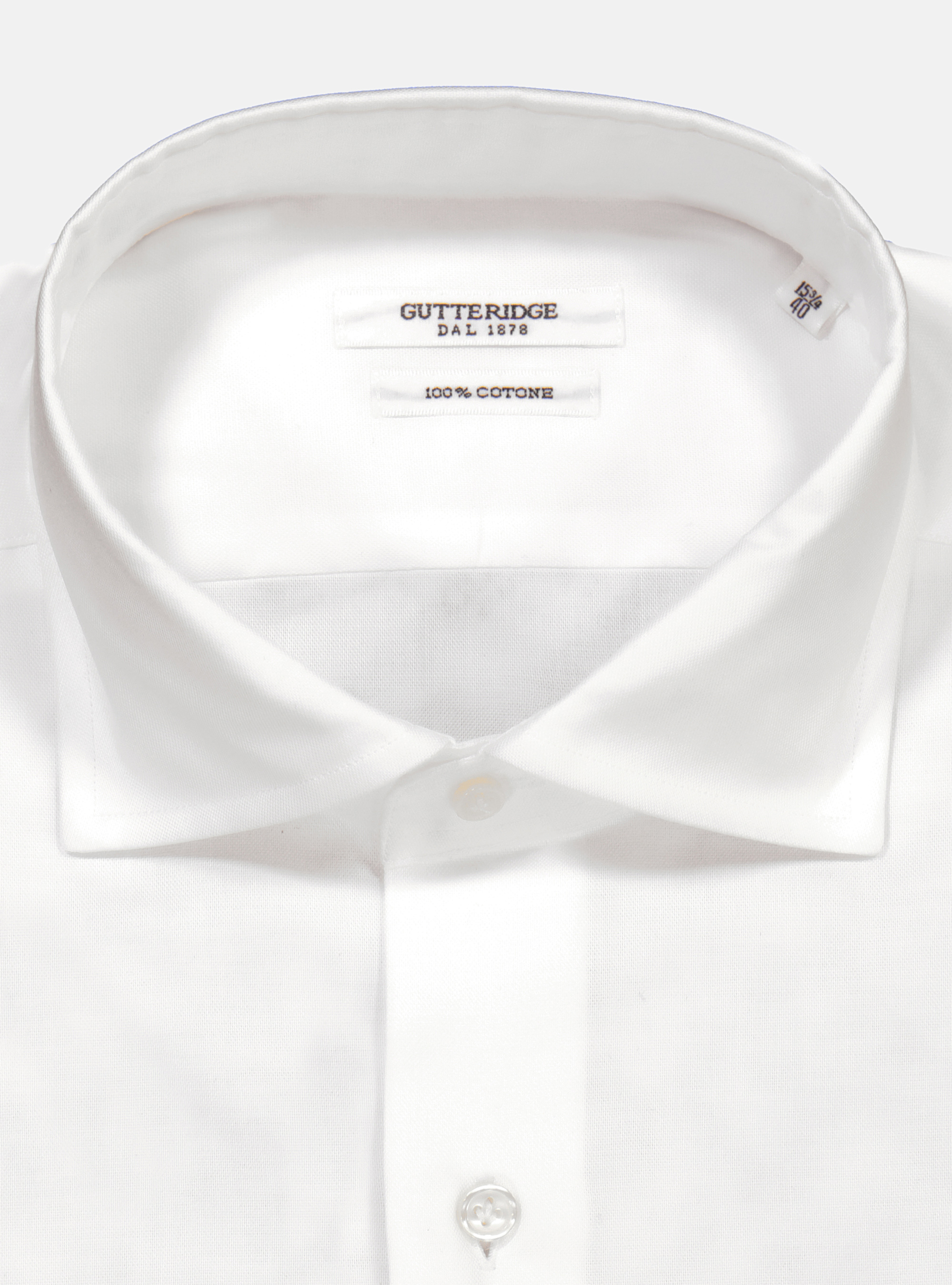Camicia oxford con collo semiaperto, BIANCO