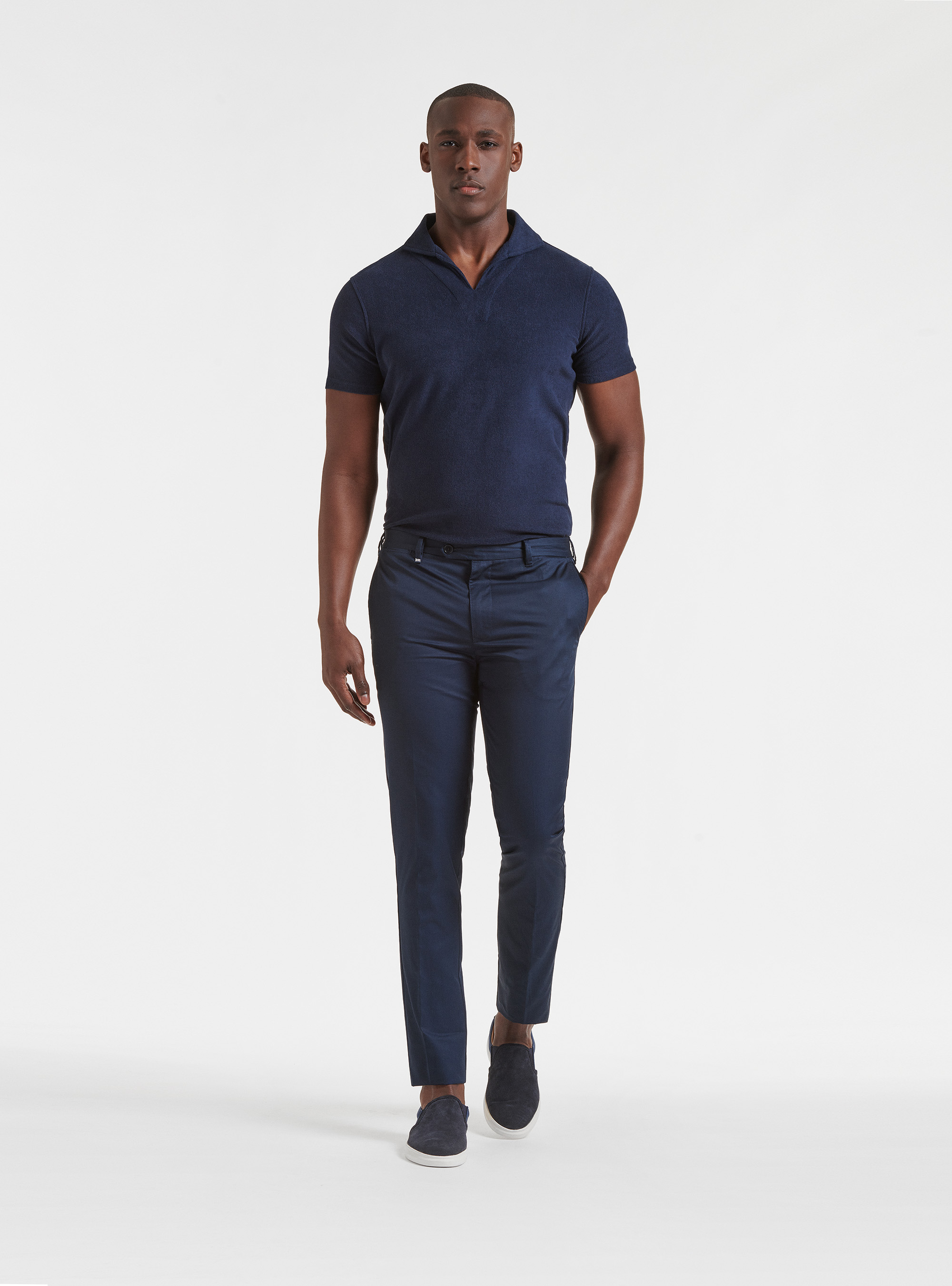 Pantaloni slim fit in twill leggero, BLU NAVY