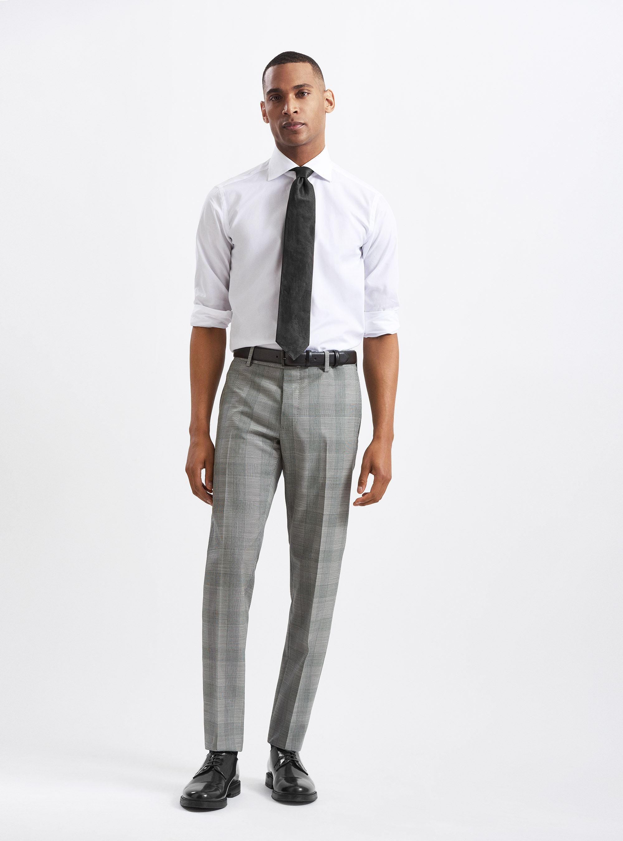 Prince of Wales suit trousers in pure wool Vitale Barberis Canonico fabric, LIGHT GREY MELANGE