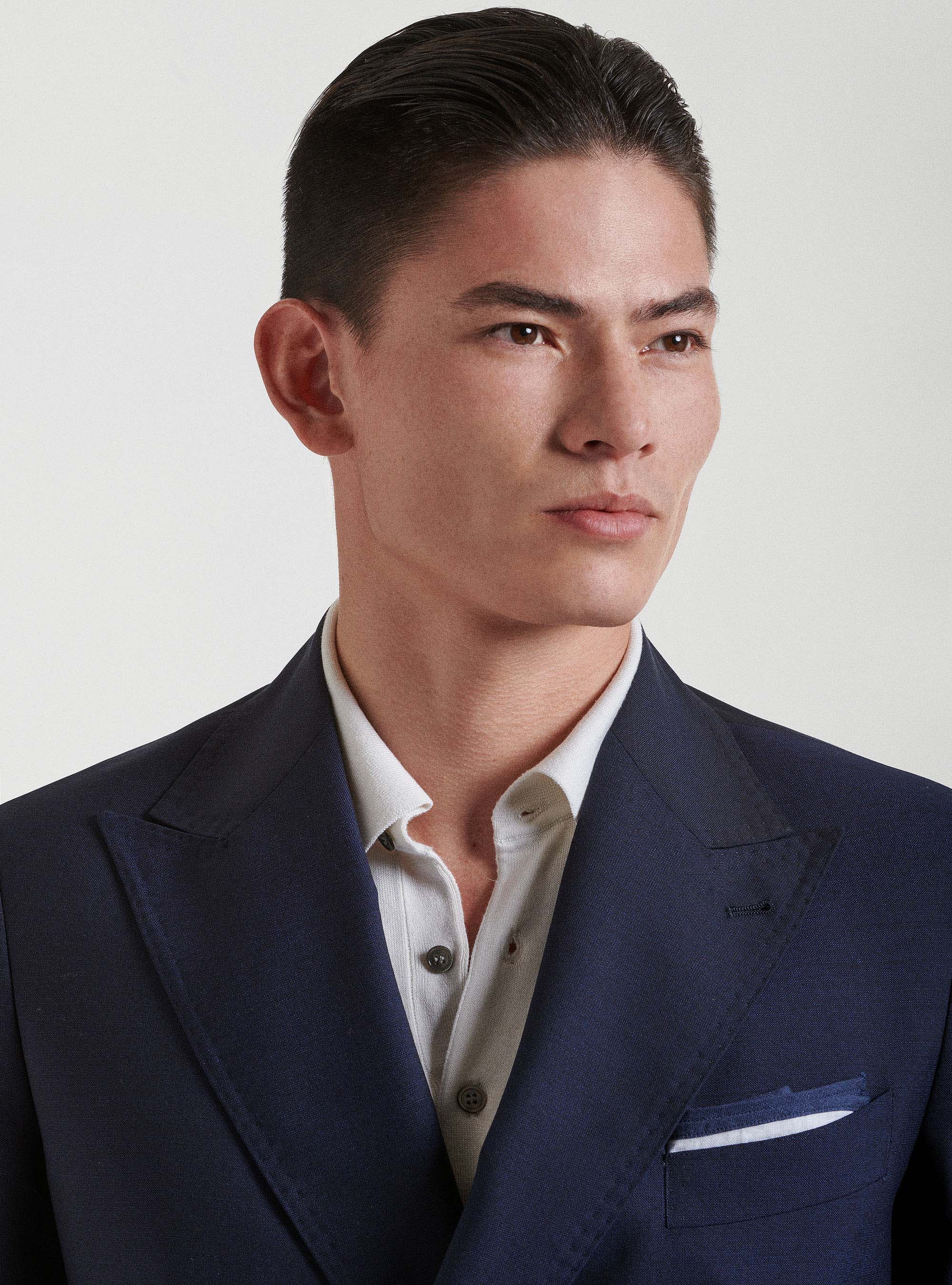 Giacca slim fit doppiopetto in pura lana Vitale Barberis Canonico, BLU NAVY