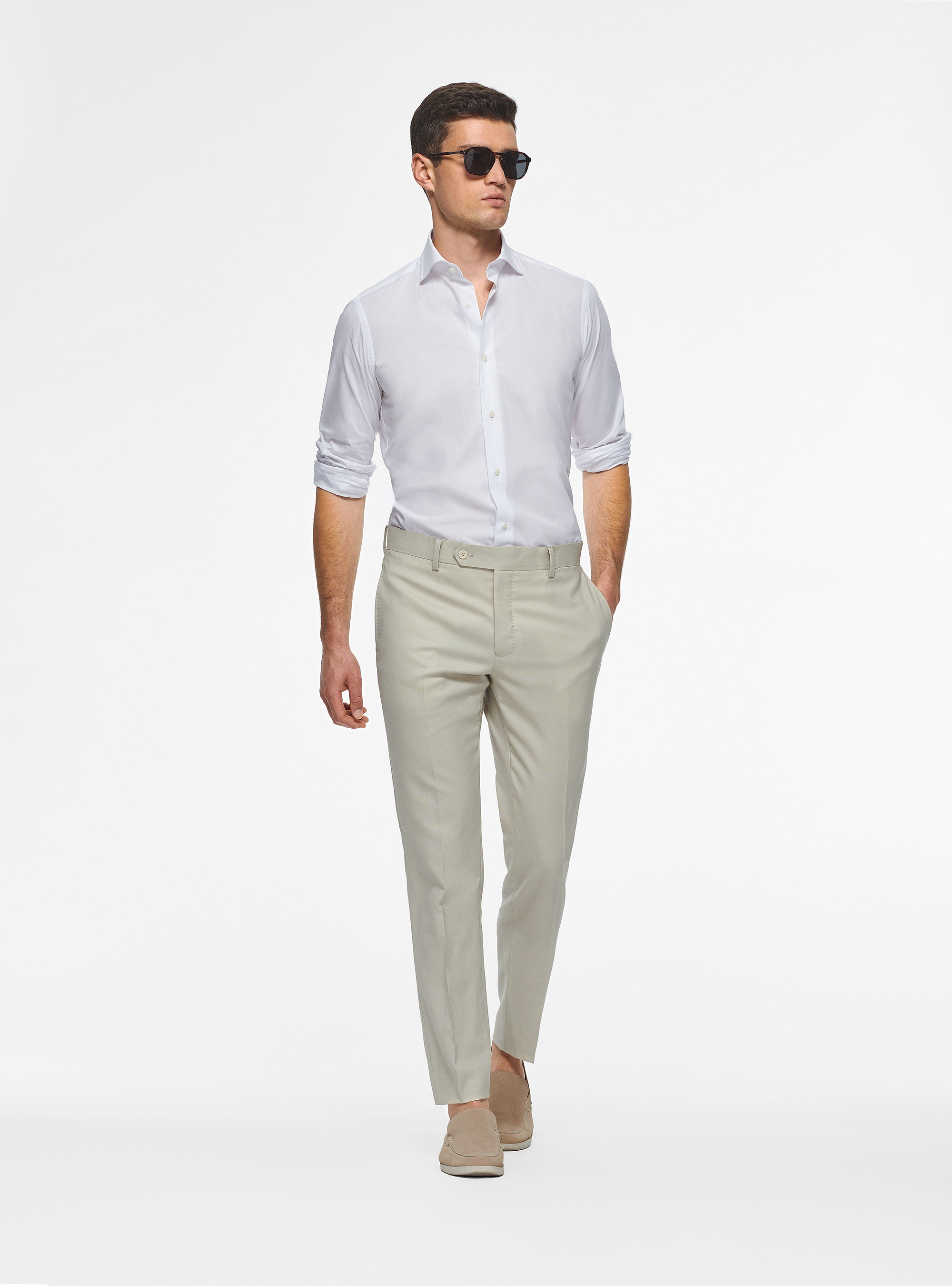 Pantaloni in pura lana Vitale Barberis Canonico, PANNA