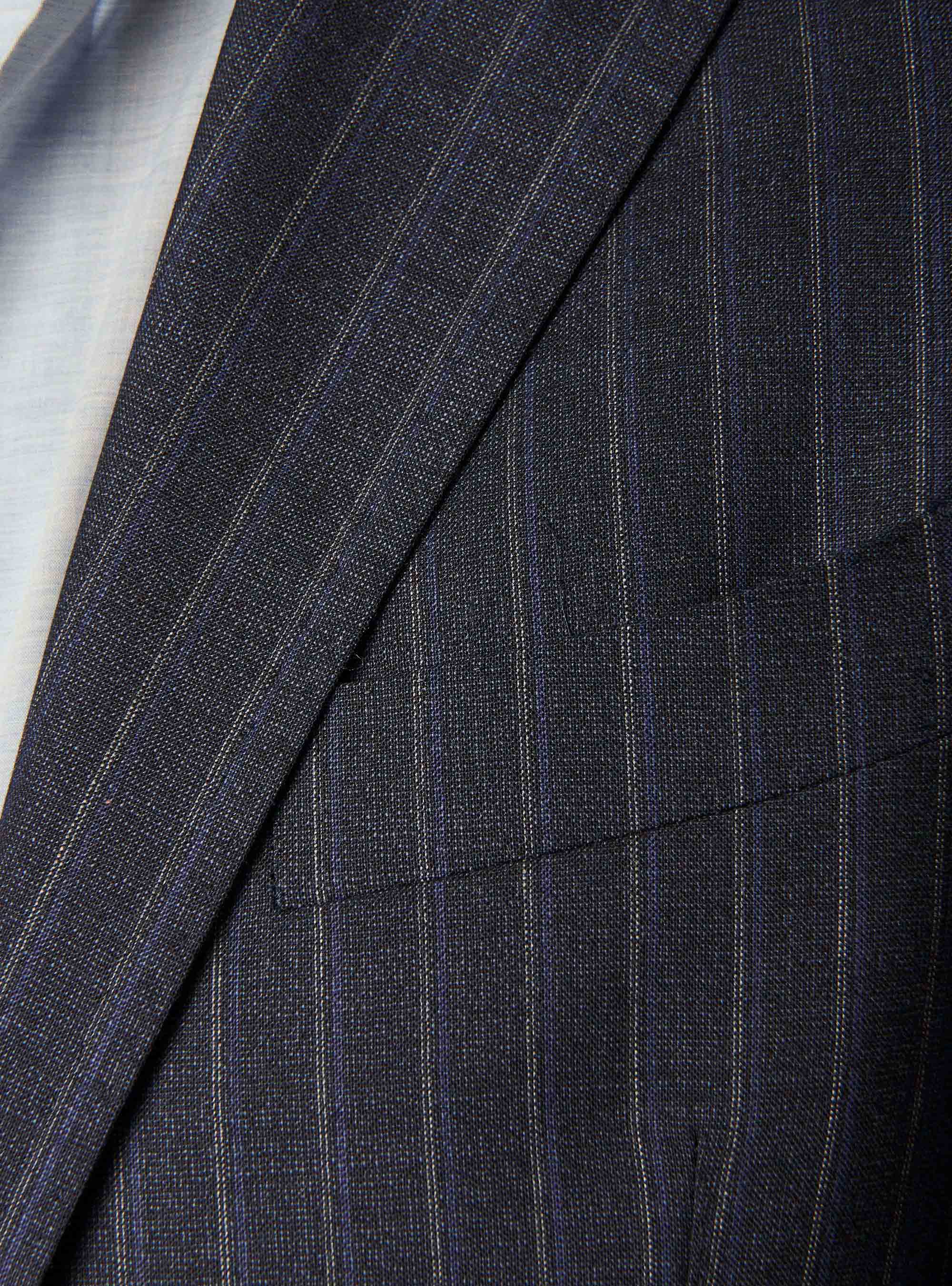 Americana traje raya diplom&aacute;tica lana, AZUL MARINO