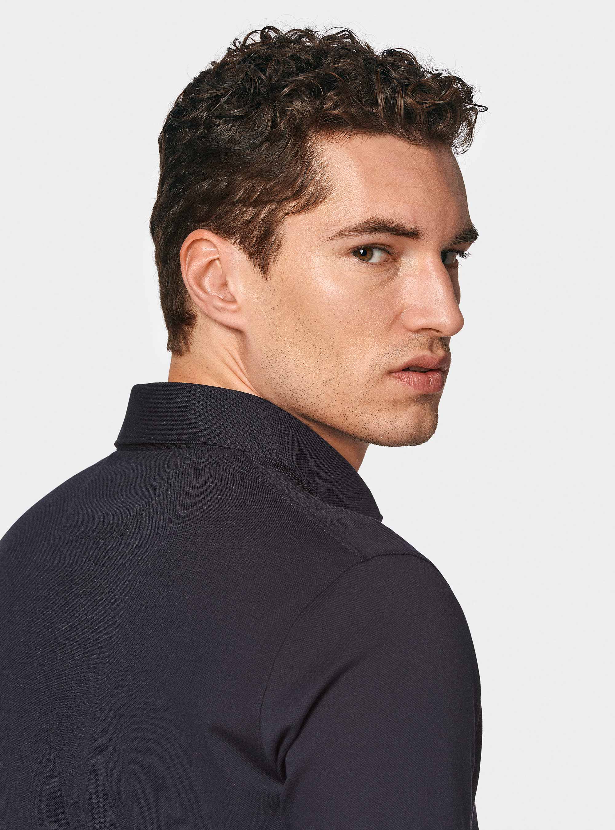 GT01 stretch pique polo shirt, NAVY BLUE