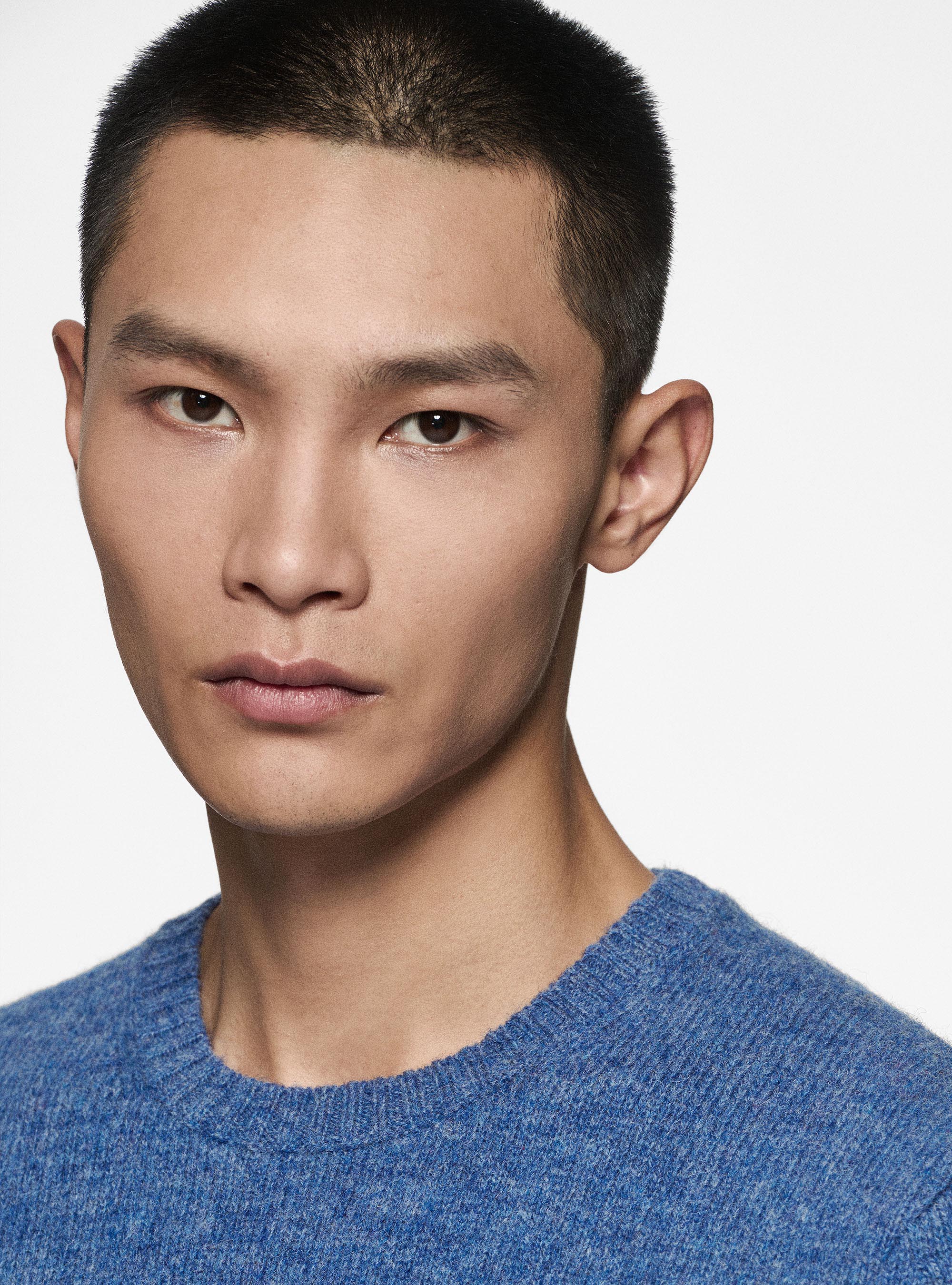 Shetland wool crew-neck sweater, 0243C DENIM