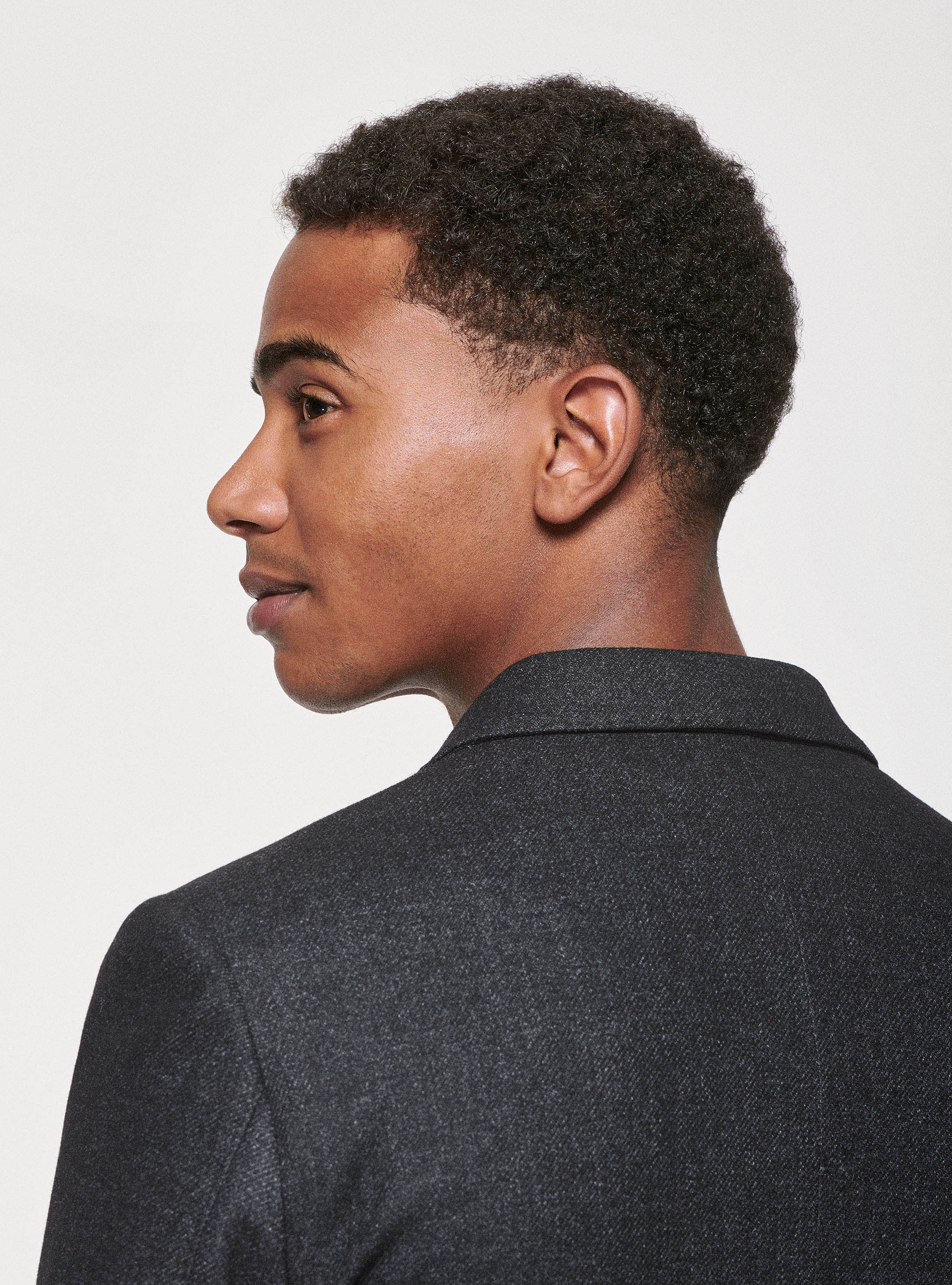 Giacca in flanella di lana Duemilagori con revers a lancia, NERO