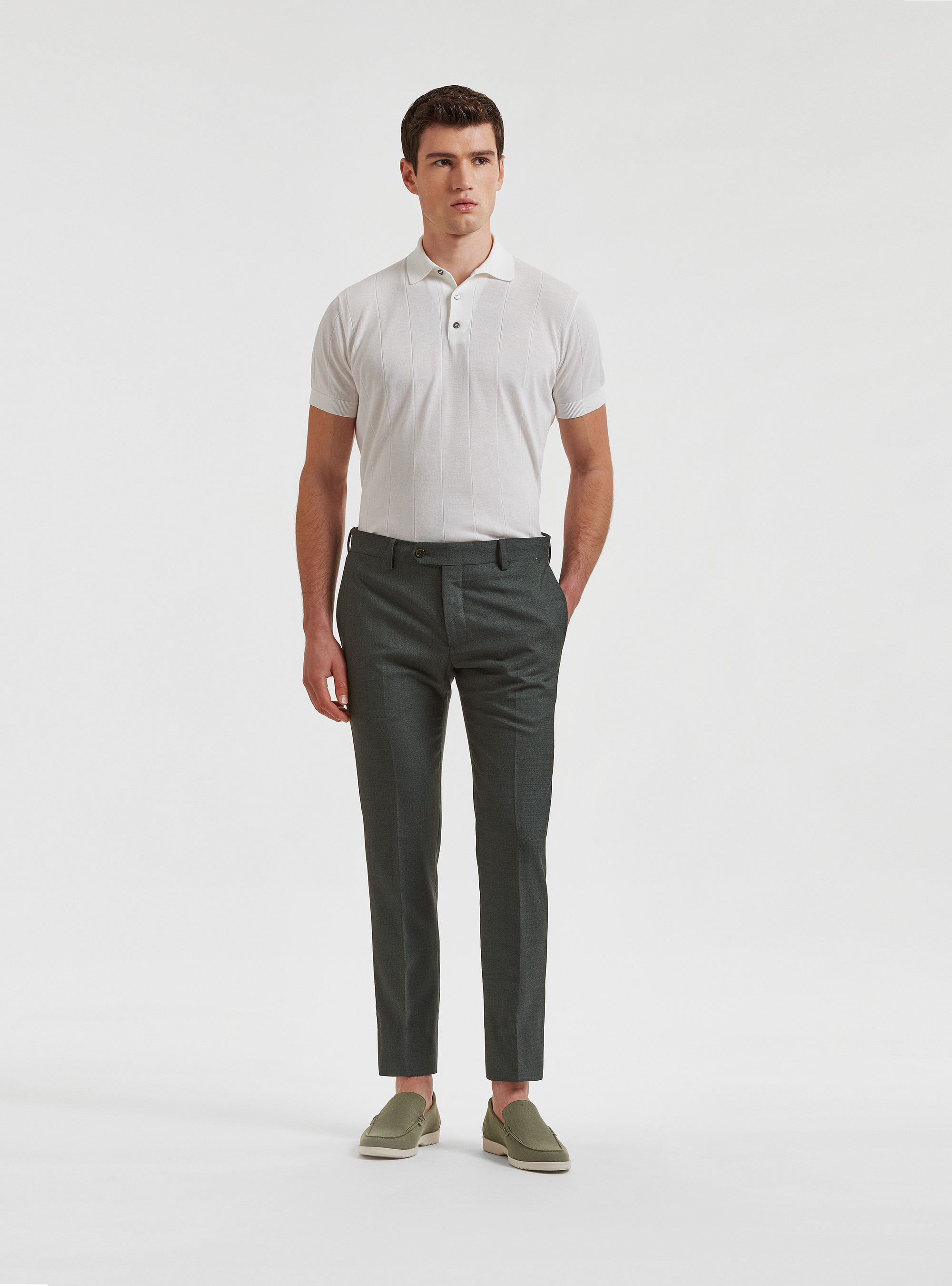 Pantaloni per abito in pura lana Vitale Barberis Canonico, VERDE