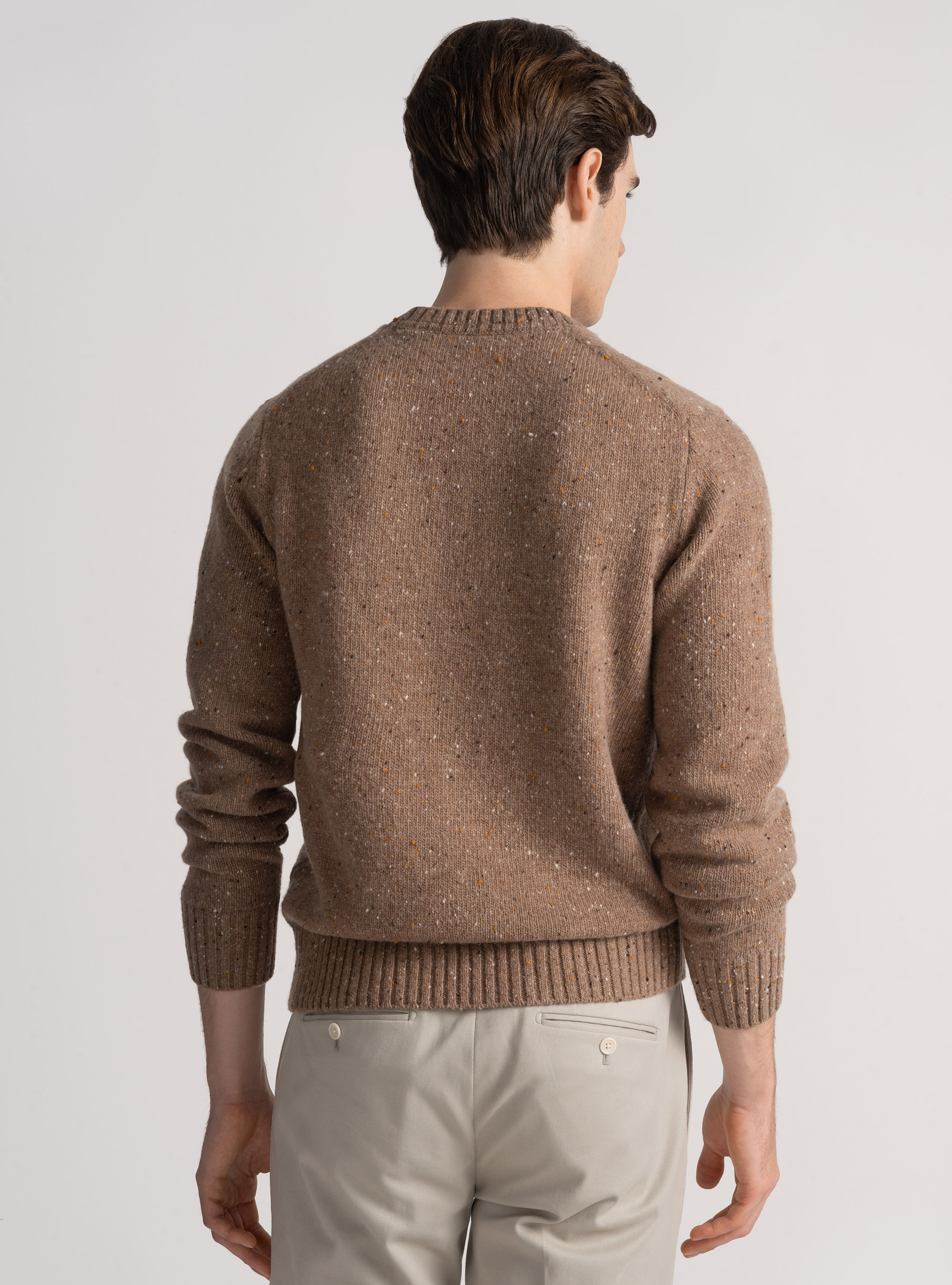 Crew-neck sweater in wool blend, MUD