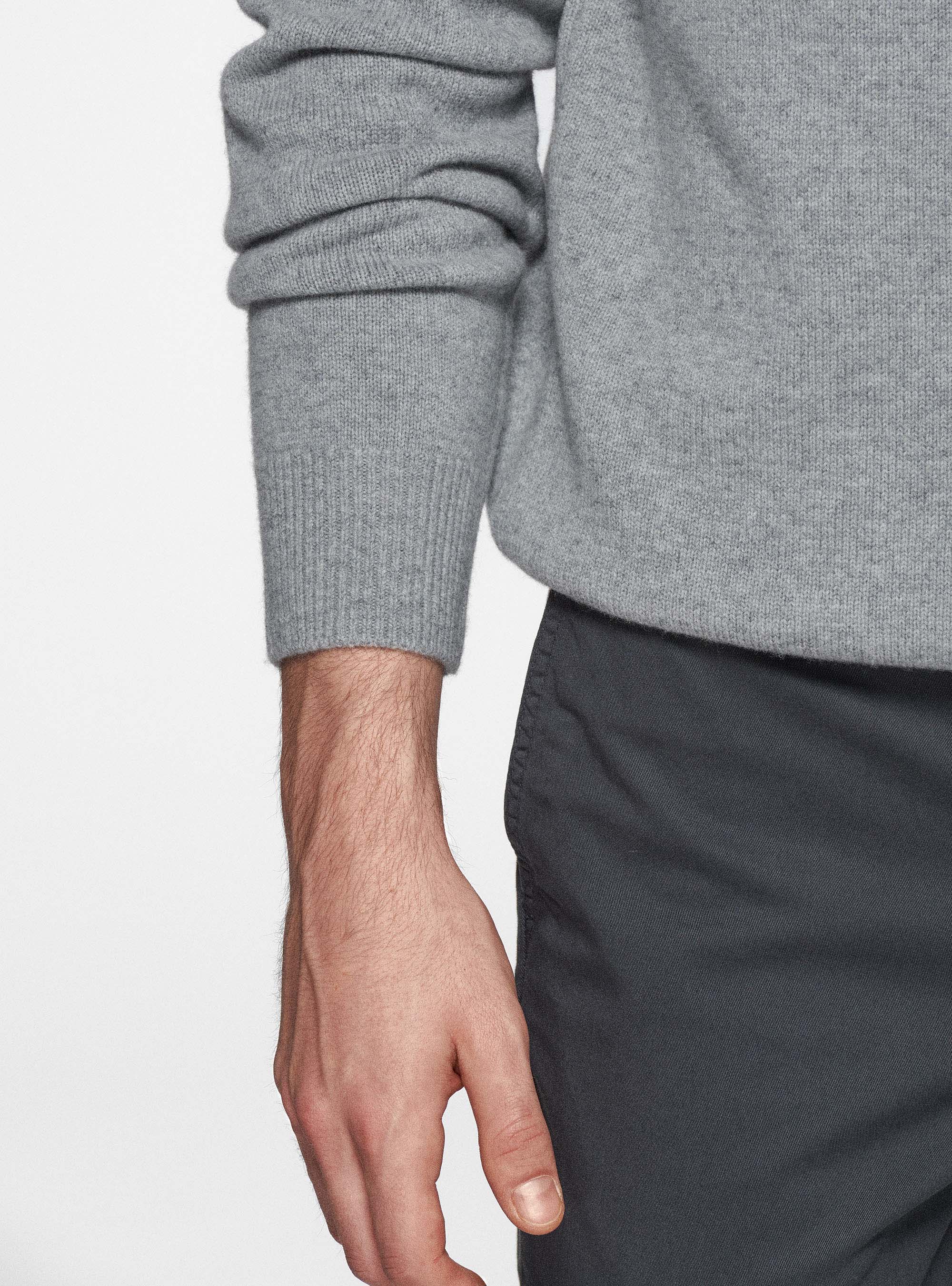 Punto de cuello alto de lana merina, GRIGIO MELANGE 0151C