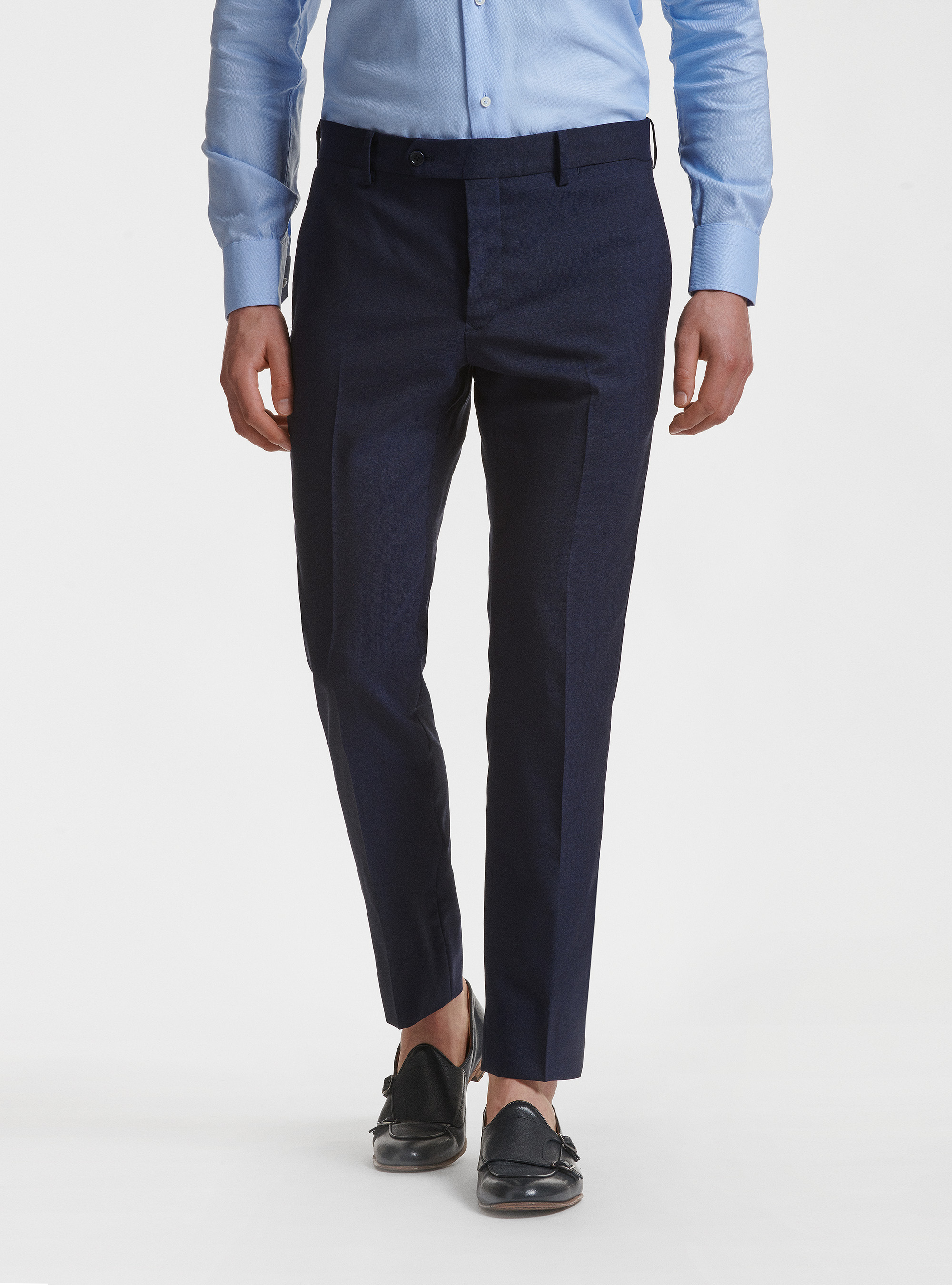 Pantaloni per abito drop 4 in pura lana Vitale Barberis Canonico, BLU NAVY