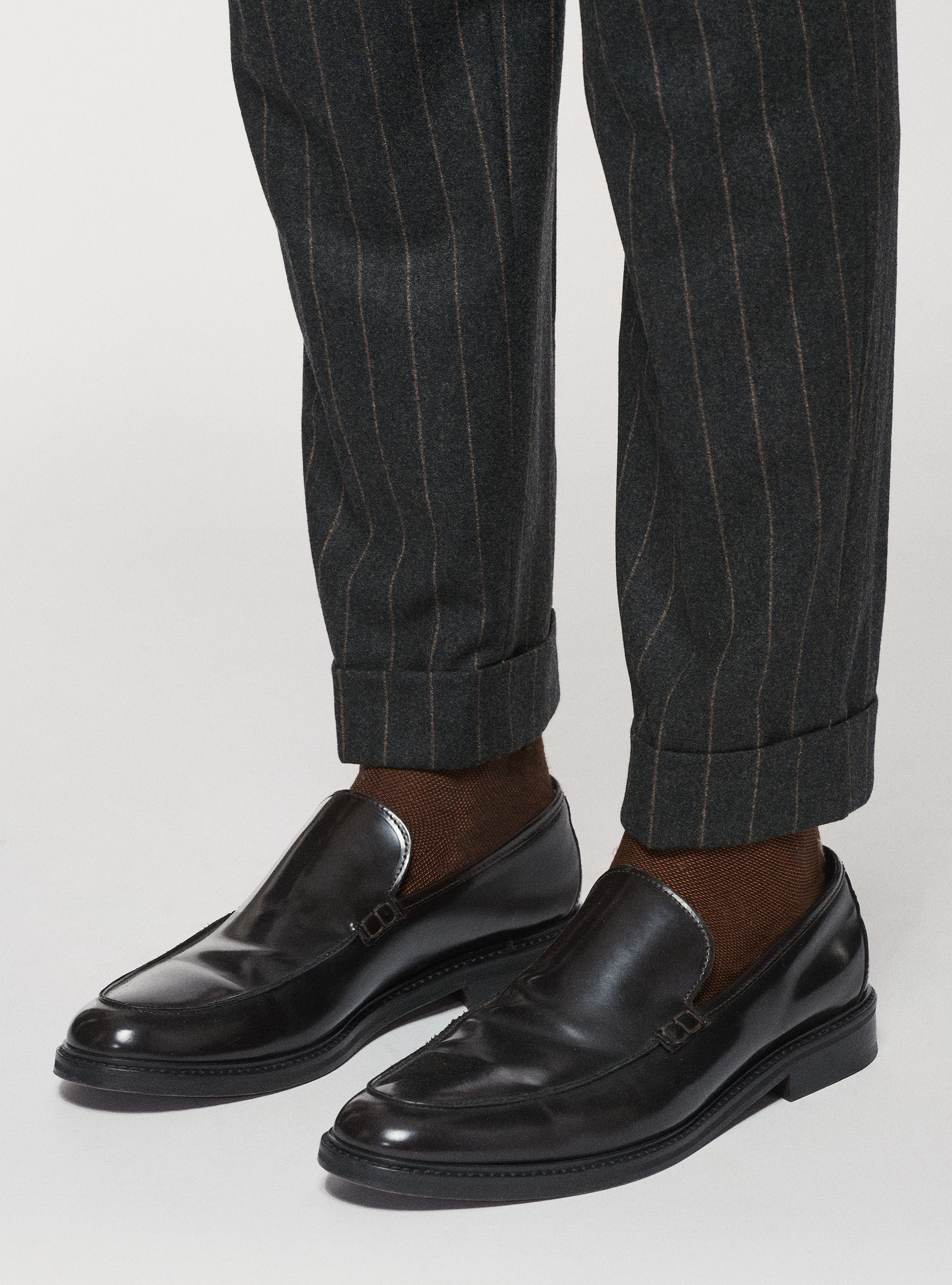 Pantaloni gessati in lana Reda, VERDE