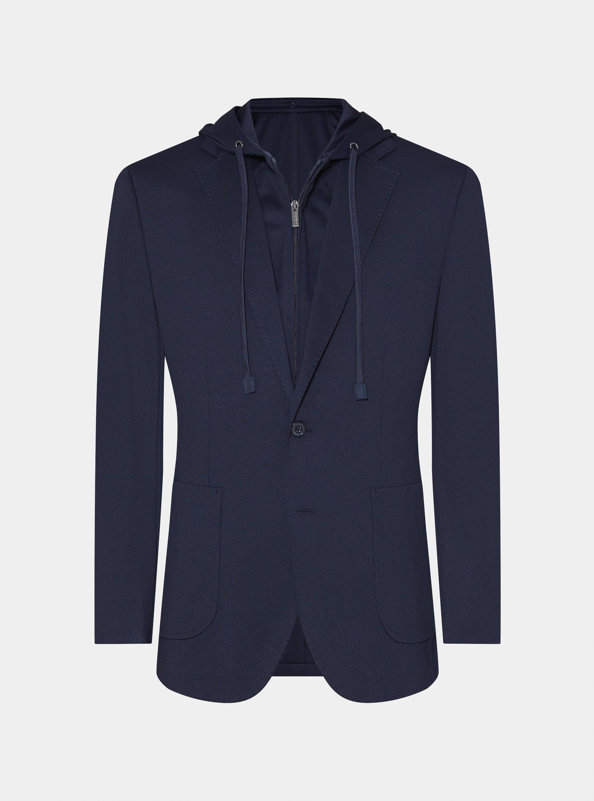 Giacca jersey con cappuccio removibile, BLU NAVY