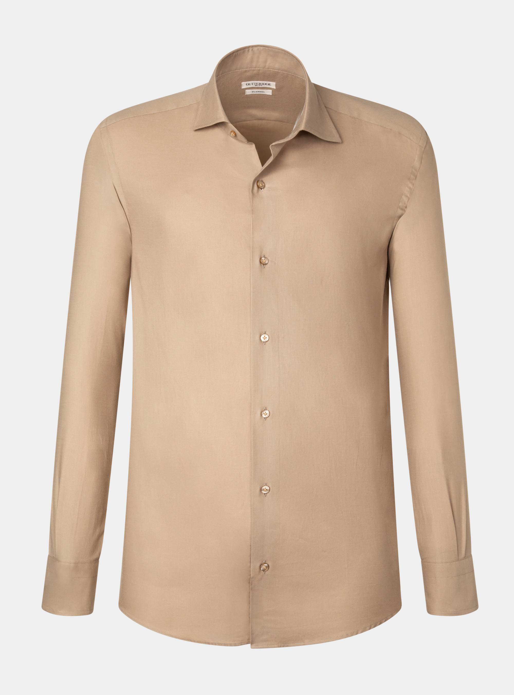 Camicia in flanella unita di cotone, SABBIA