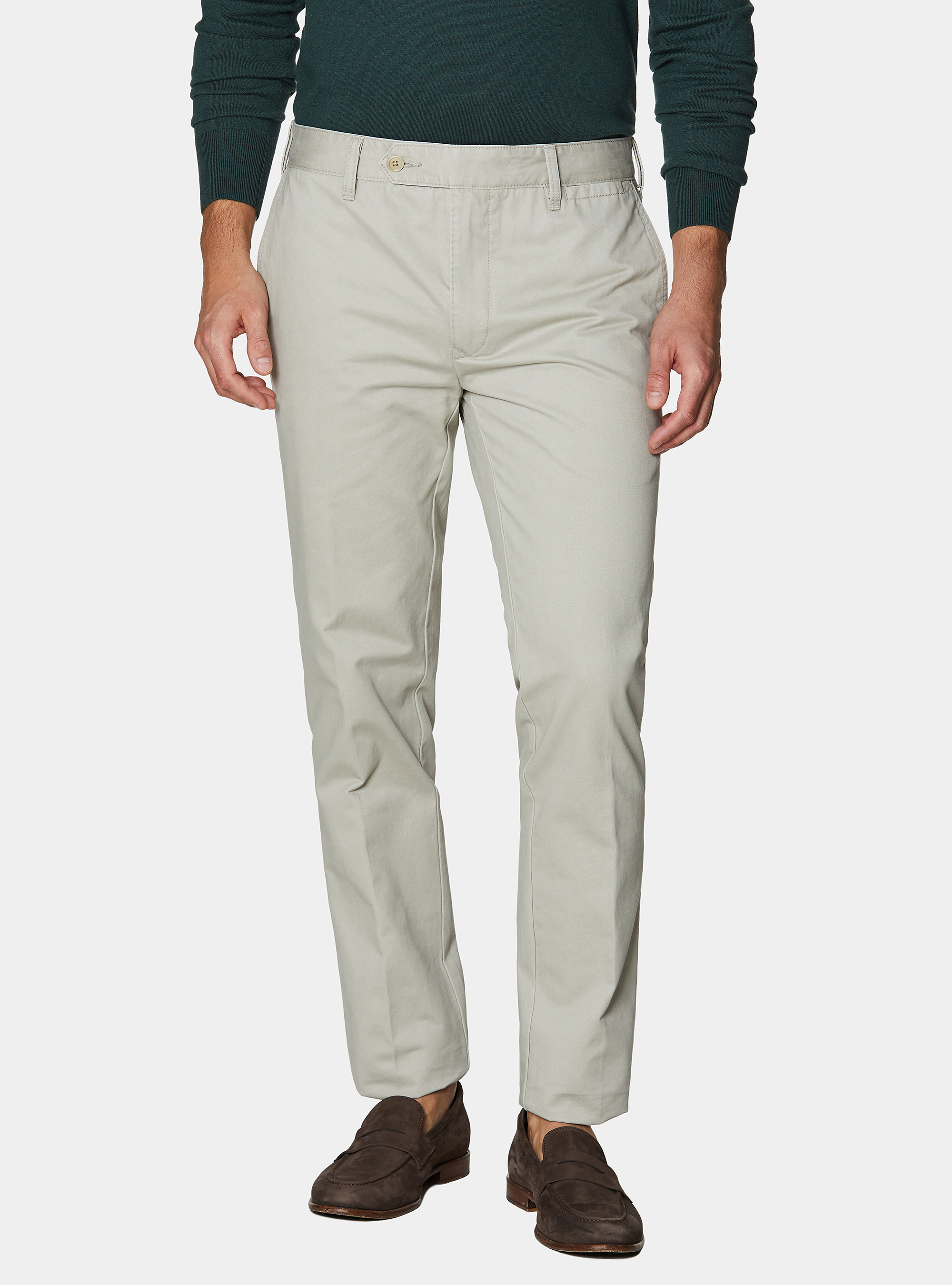 Cotton twill chino trousers, ECRU