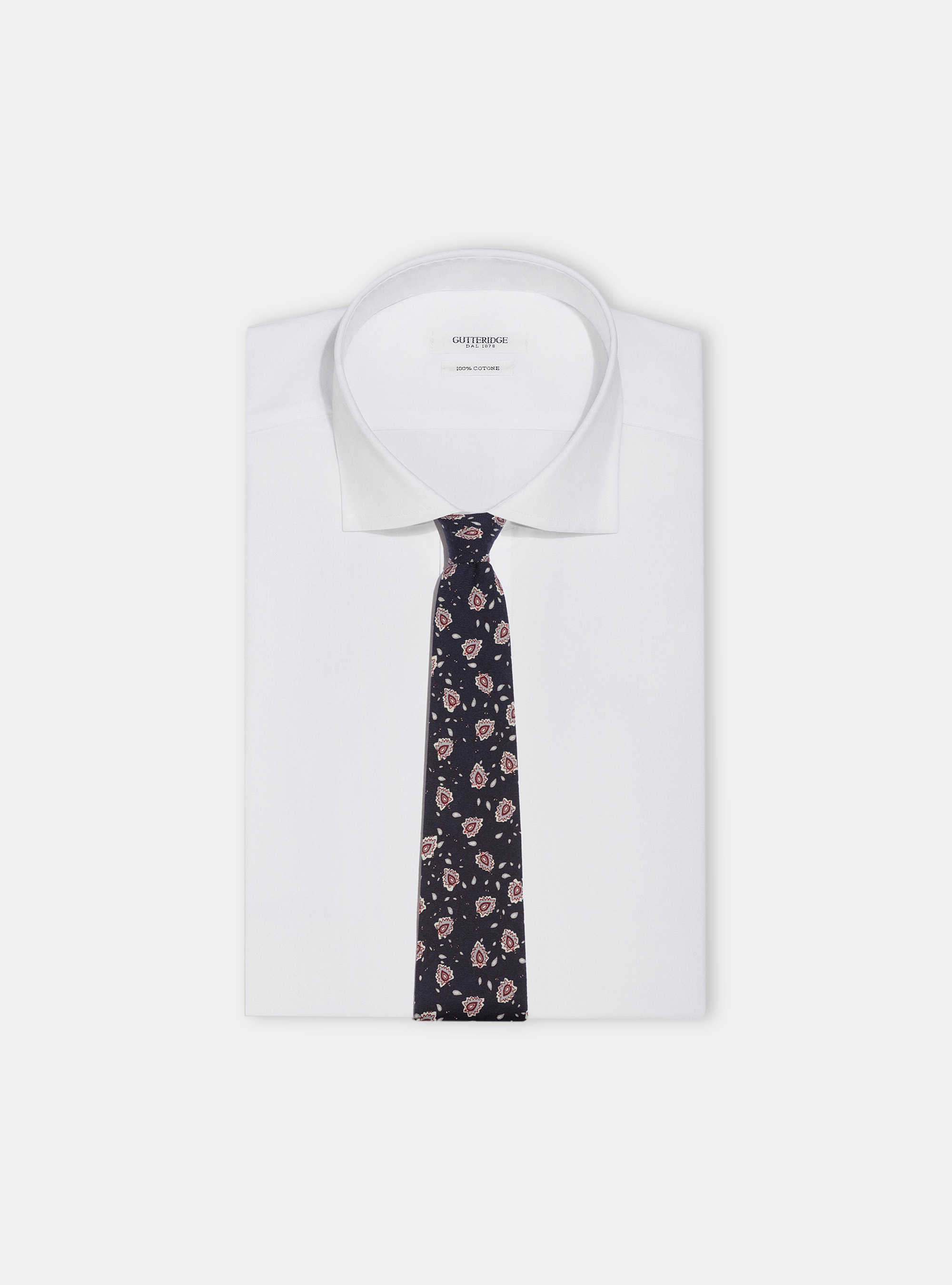 Cravatta fiori 100% lana, BLU NAVY