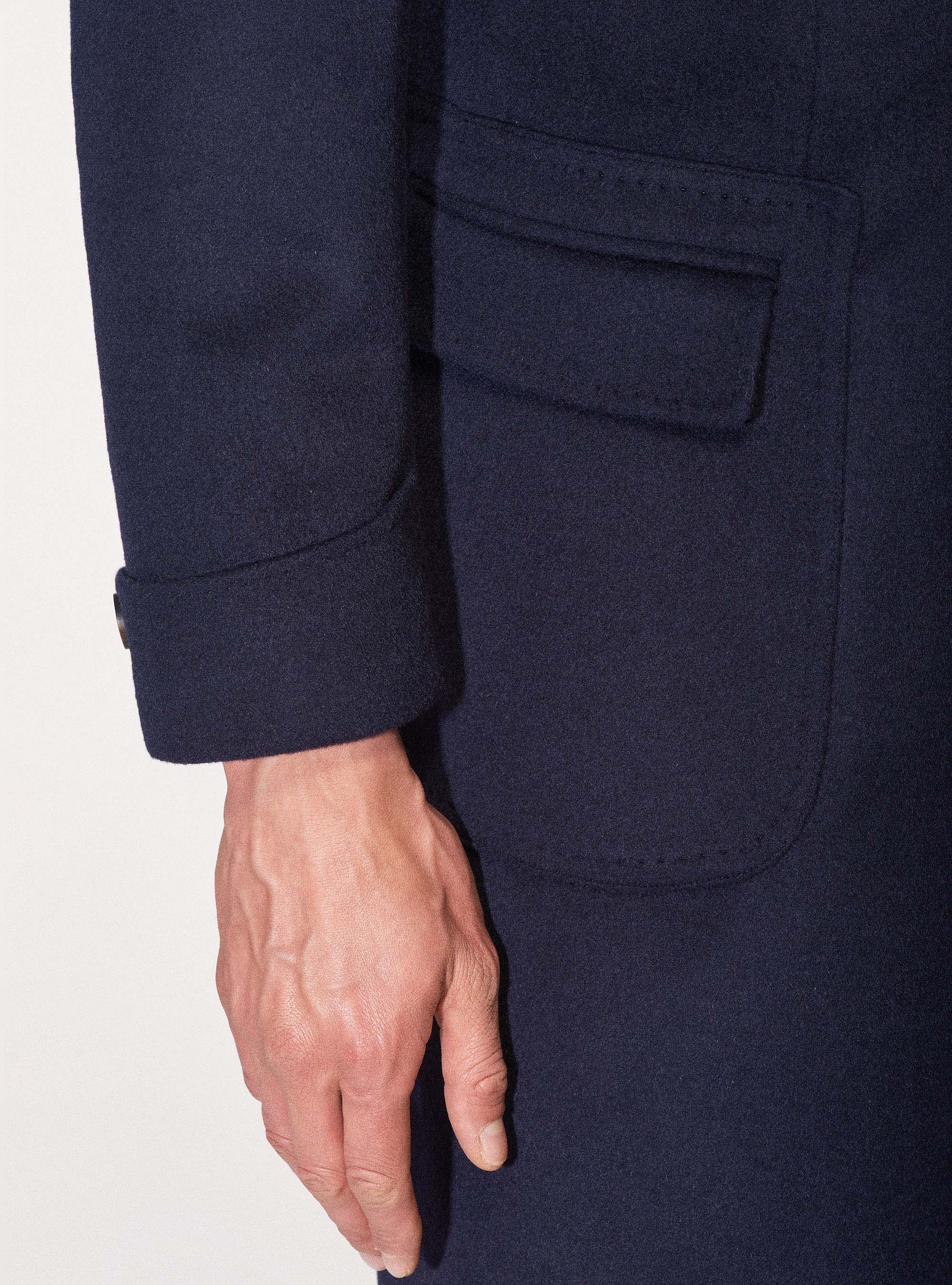 Cashmere wool double-breasted coat, NAVY BLUE