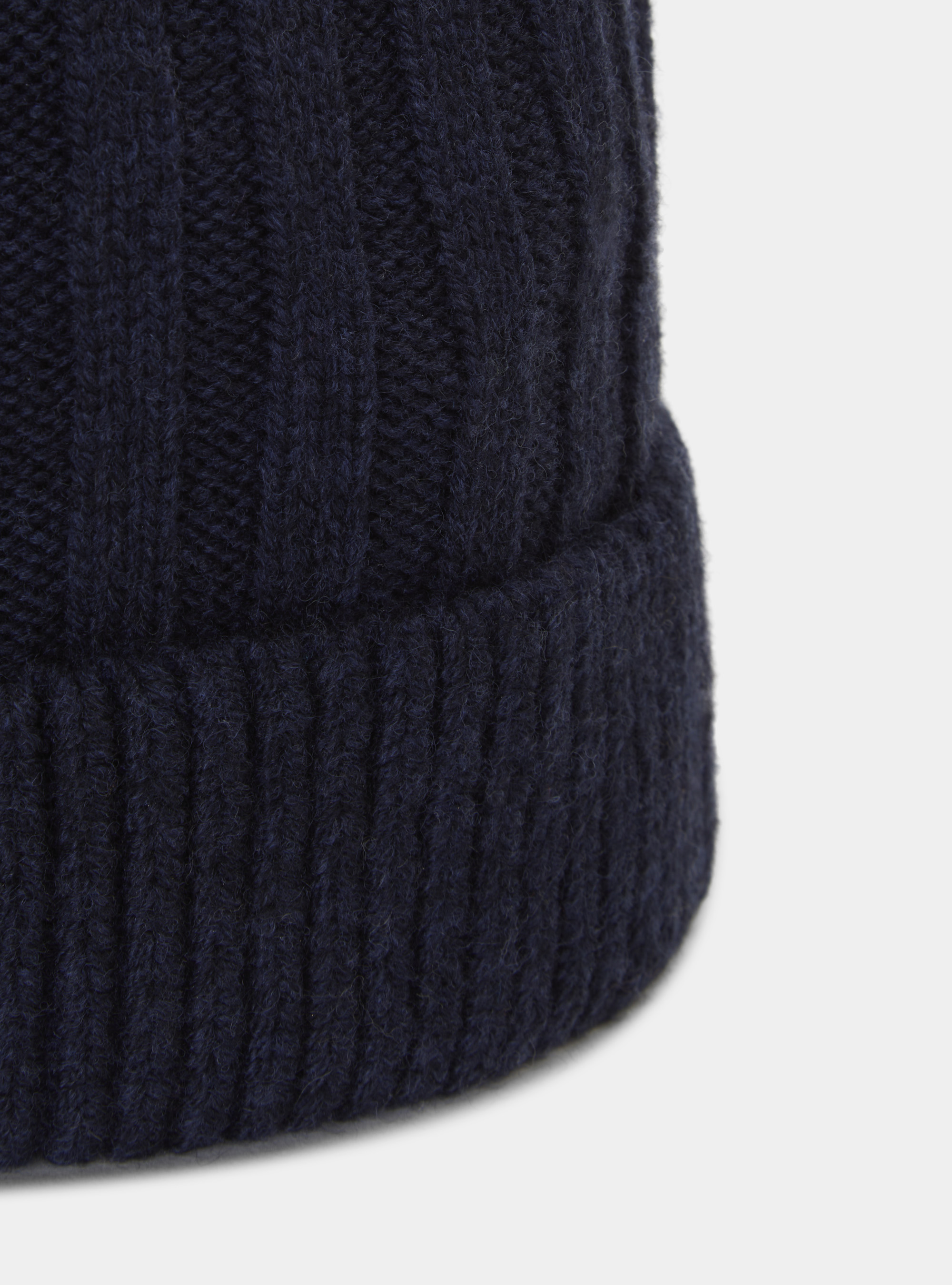 English rib hat in pure wool and cashmere, NAVY BLUE
