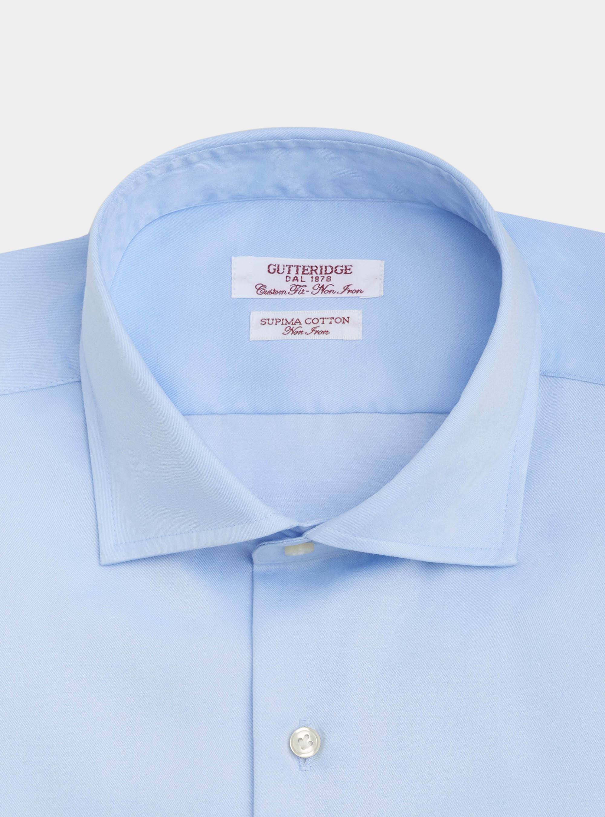 Camicia comfort fit classica in twill di cotone no-iron, AZZURRO