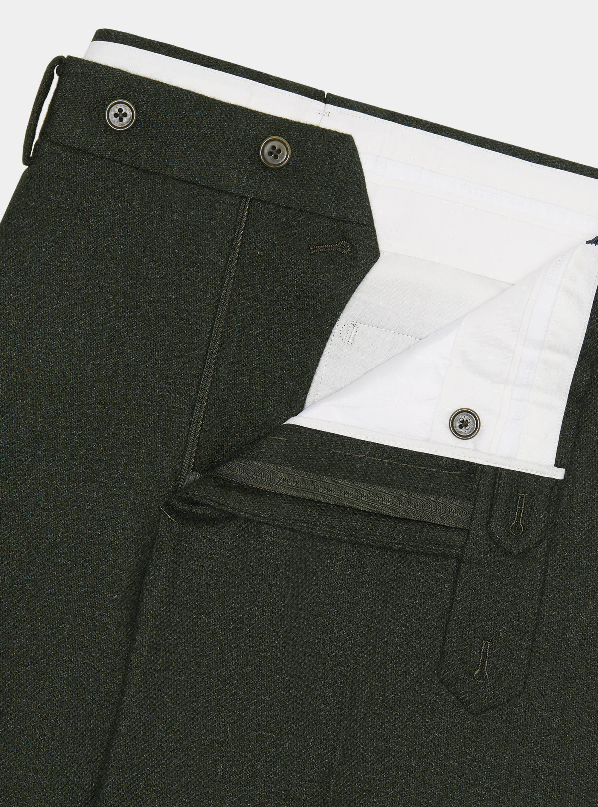 Pantaloni in flanella di misto lana, VERDE