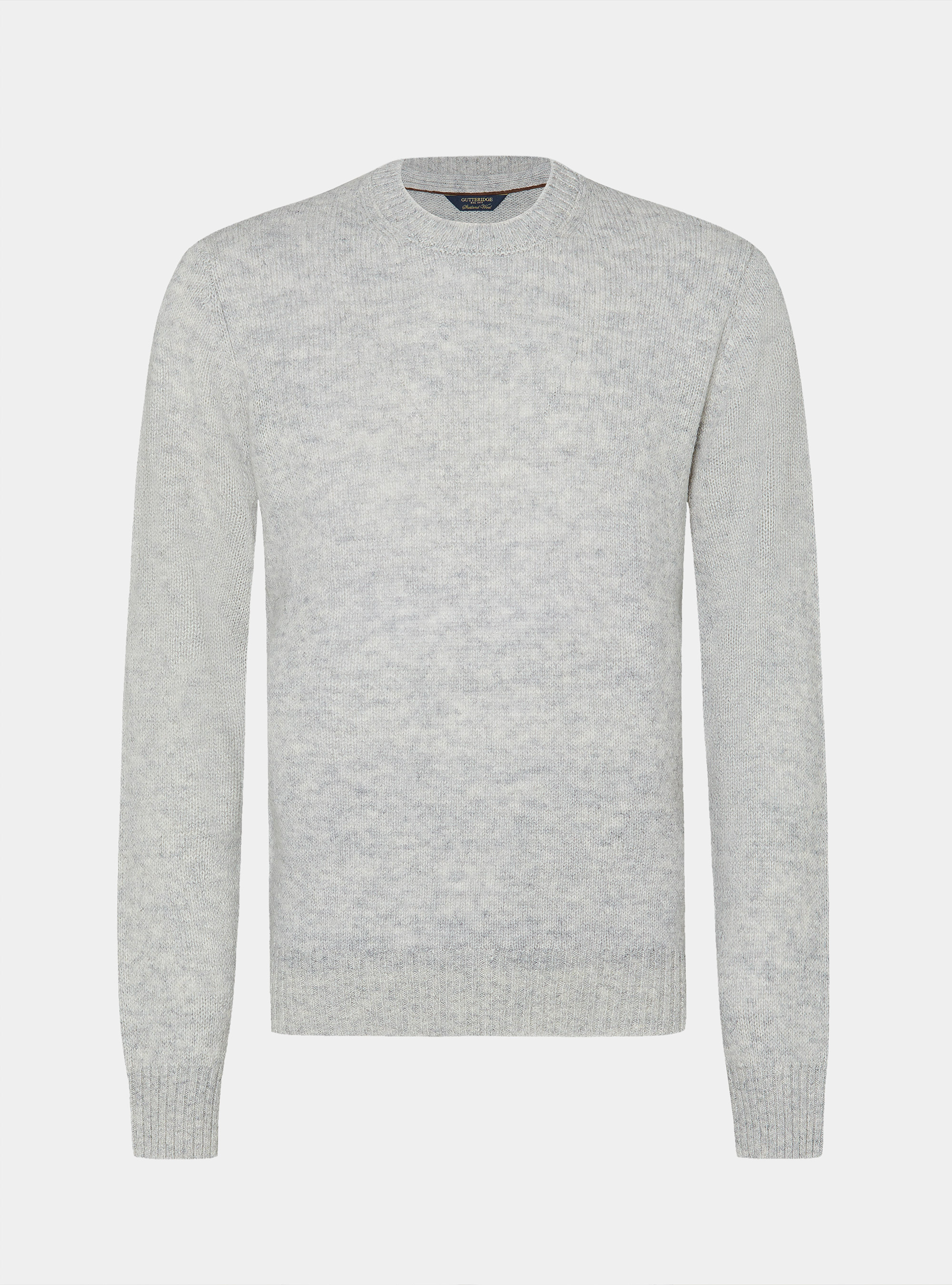 Pure Shetland wool crewneck sweater, LIGHT GREY MELANGE