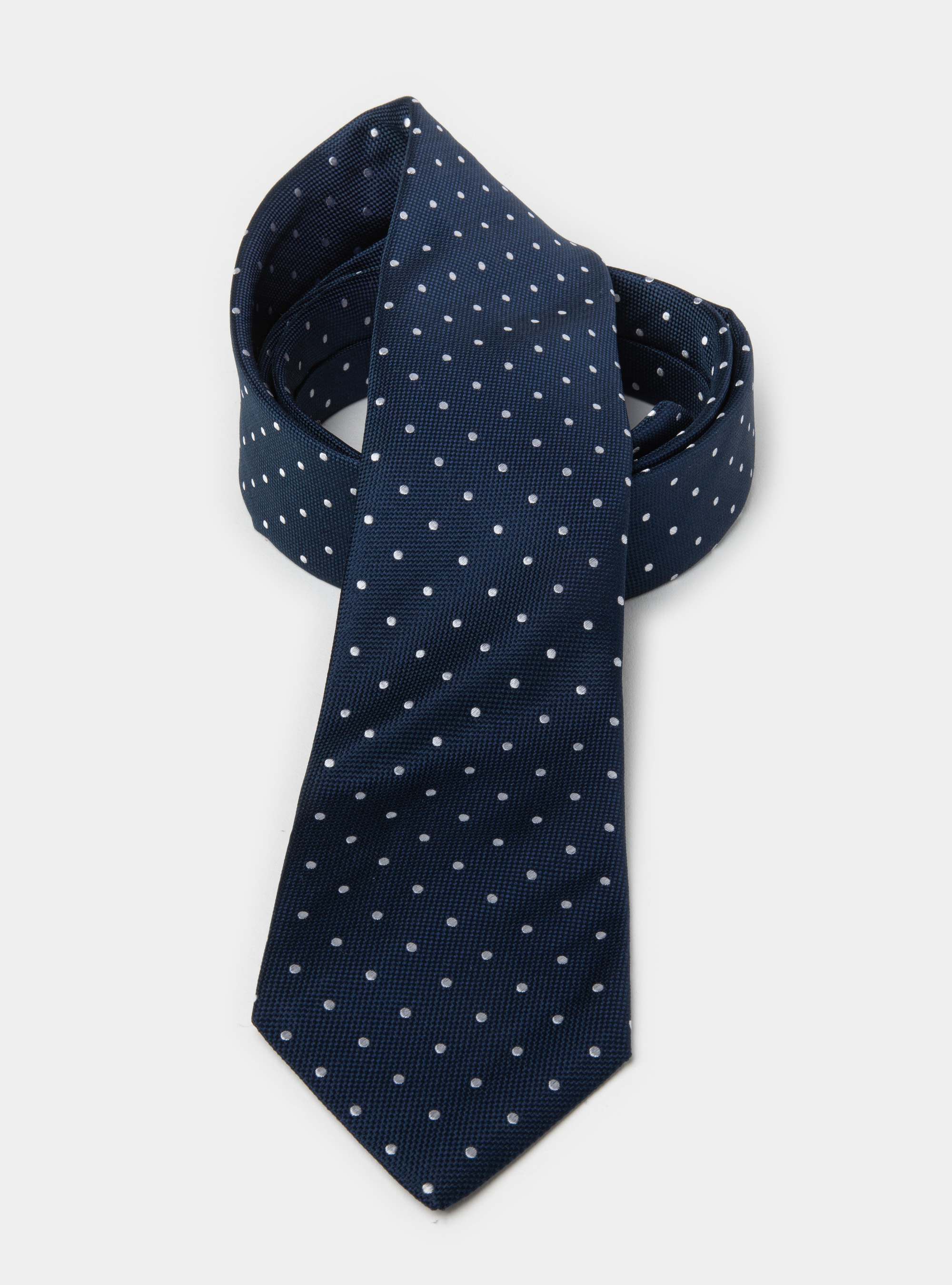 Cravatta in seta a pois, NAVY/BIANCO