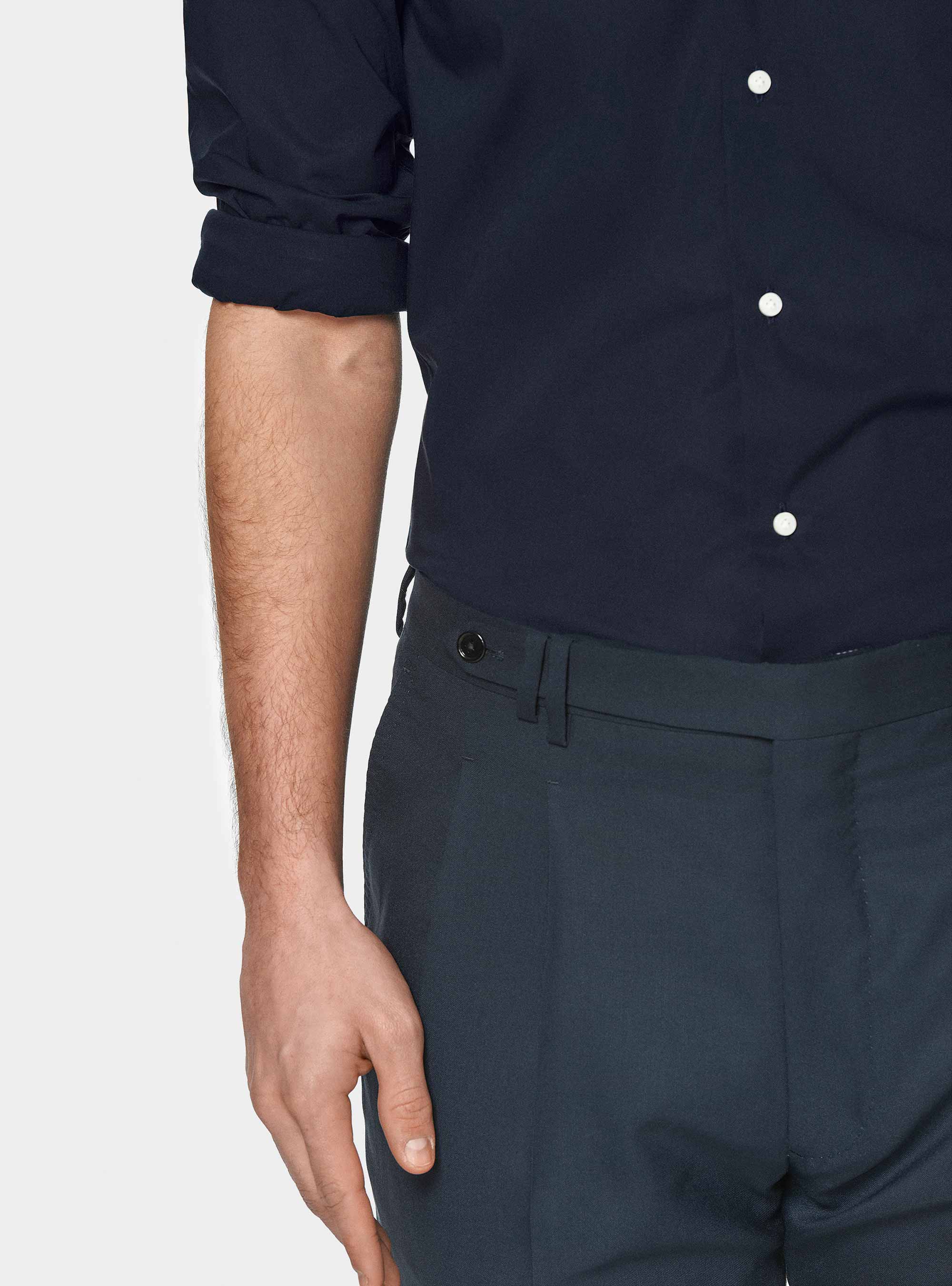 Chemise en popeline stretch, BLEU MARINE
