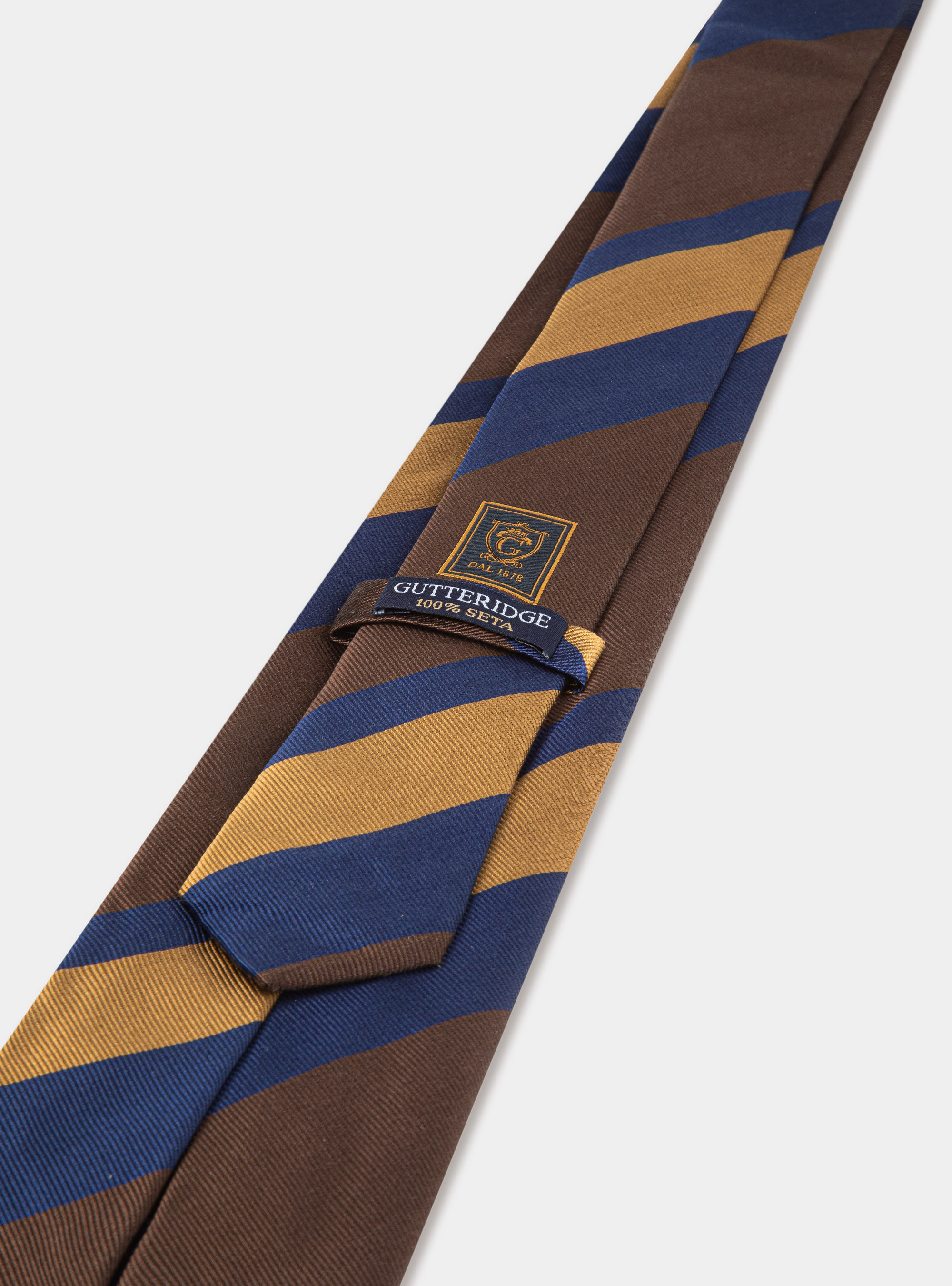 Cravatta in seta rigata, MARRONE