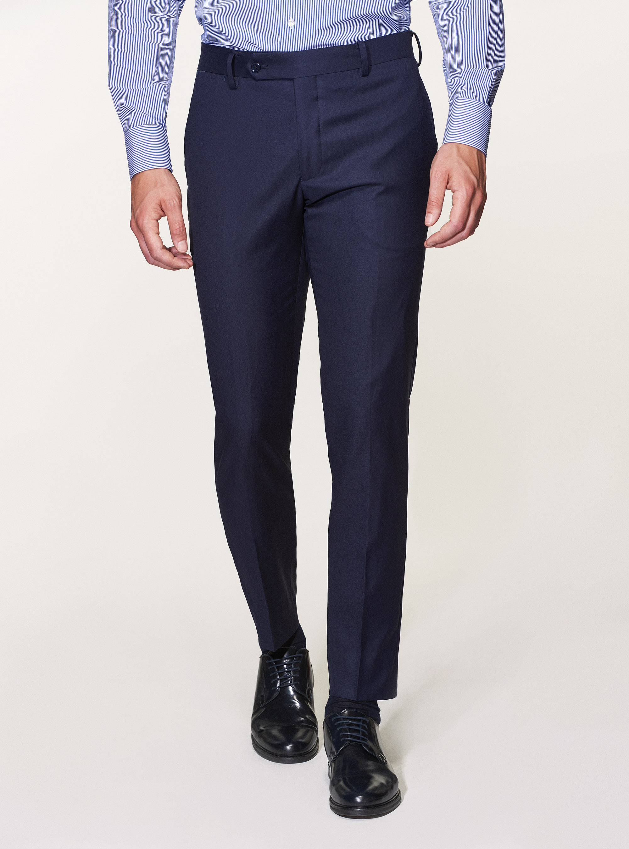 Pantaloni per abito in pura lana superfine 110's Vitale Barberis Canonico, BLU NAVY