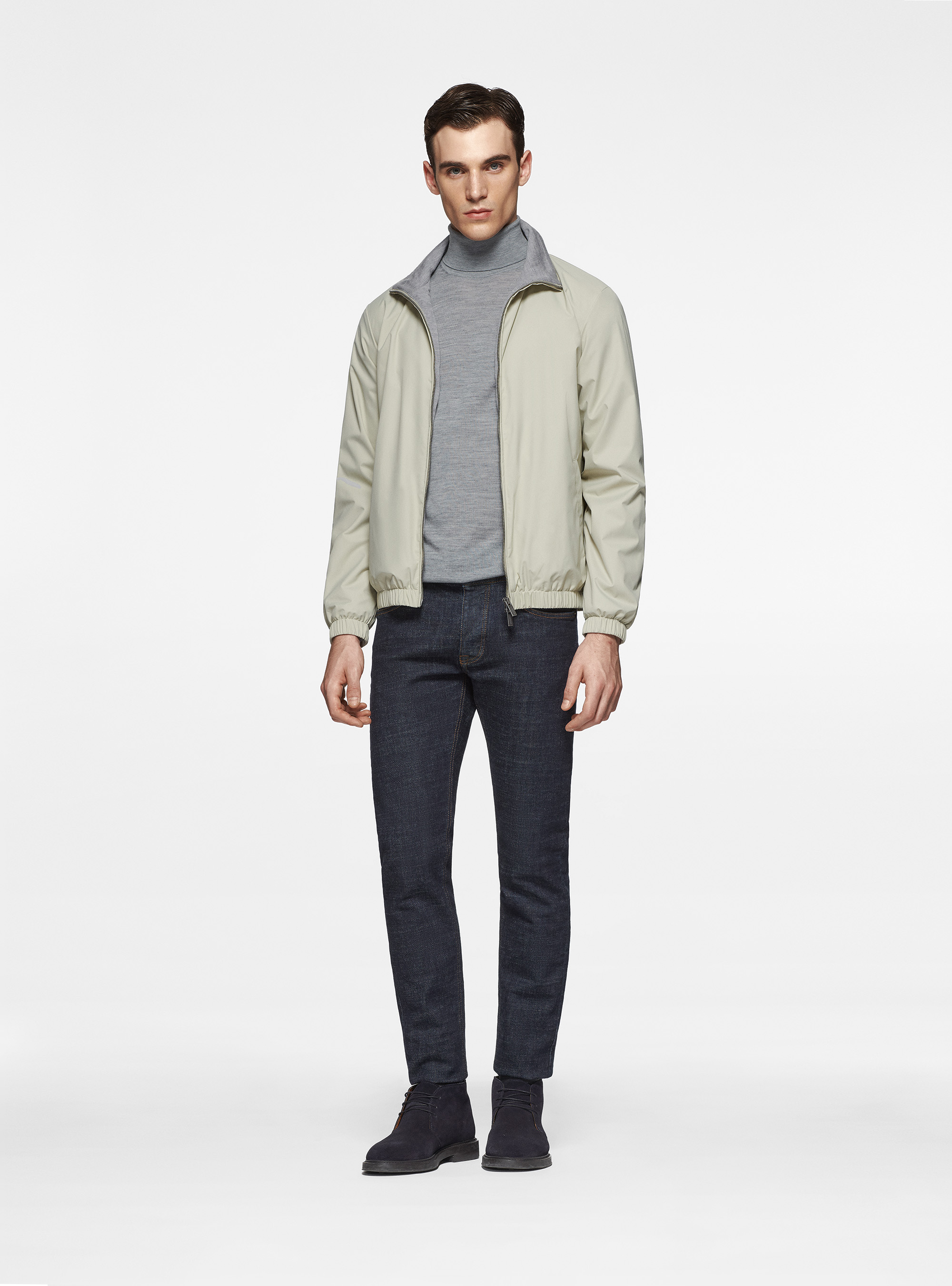 Cazadora forrada de punto de cachemira, CRUDO